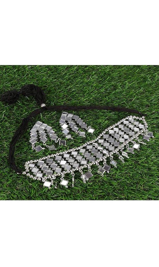 Oxidized Afghan Jewelry Set - Elegant Glass Choker Necklace for Women & Girls | Perfect for Parties, Weddings & Special Occasions