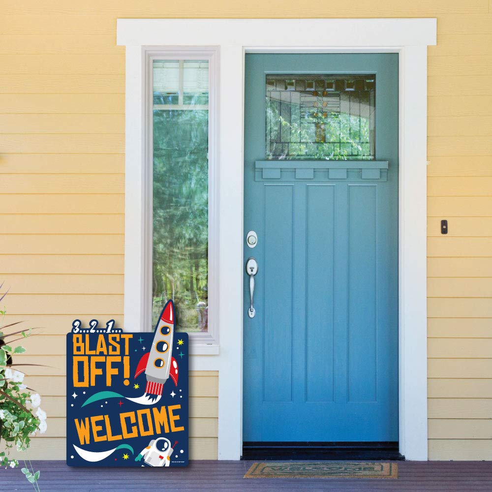 Big Dot of Happiness Blast Off to Outer Space Rocket Ship Party Decorations - Baby Shower & Birthday Welcome Yard Sign for Space-Themed Celebrations & Outdoor Events
