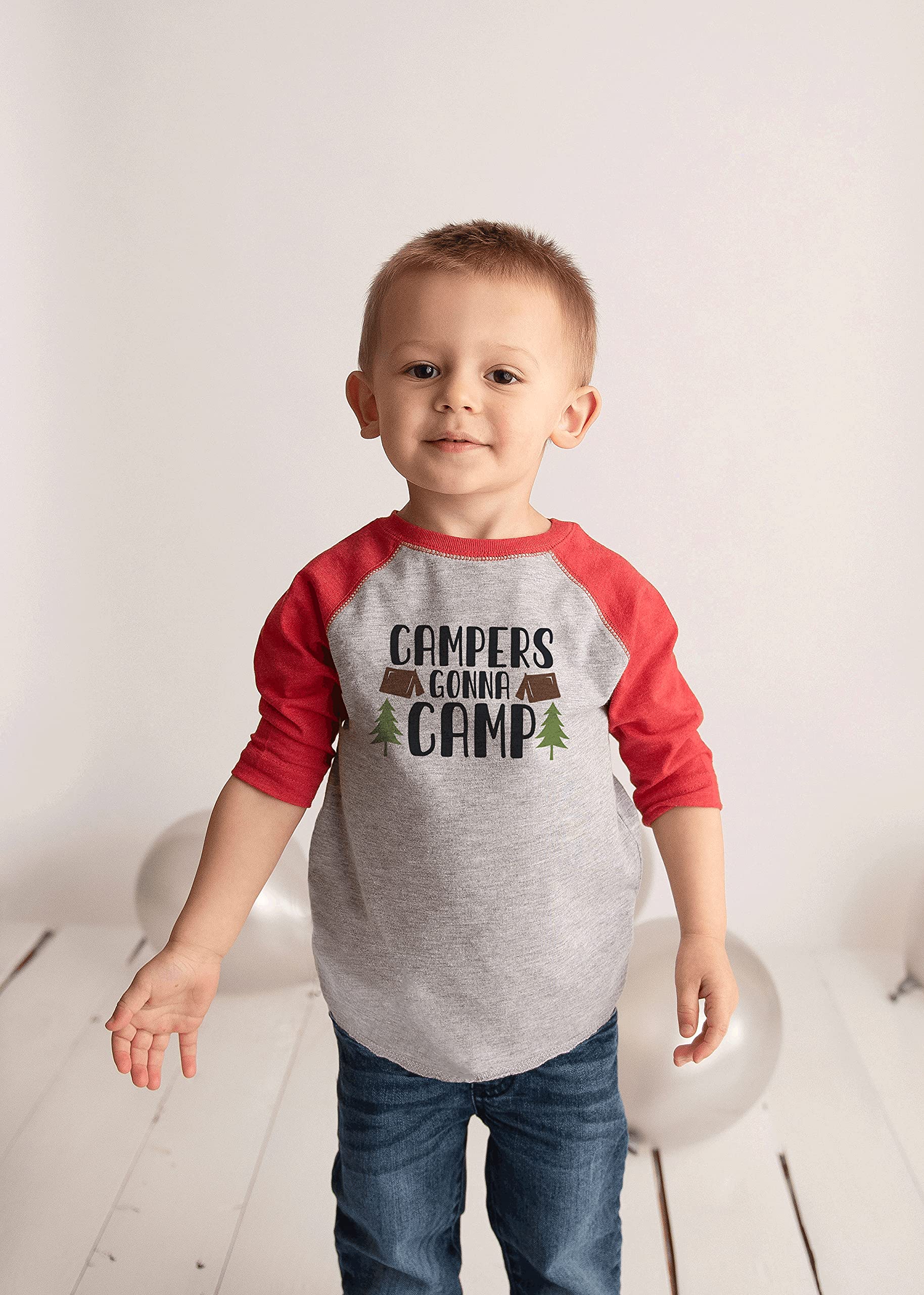 7 ate 9 Apparel Kids 'Campers Gonna Camp' Red T-Shirt - Fun Camping Outfit for Boys & Girls Outdoor Adventures
