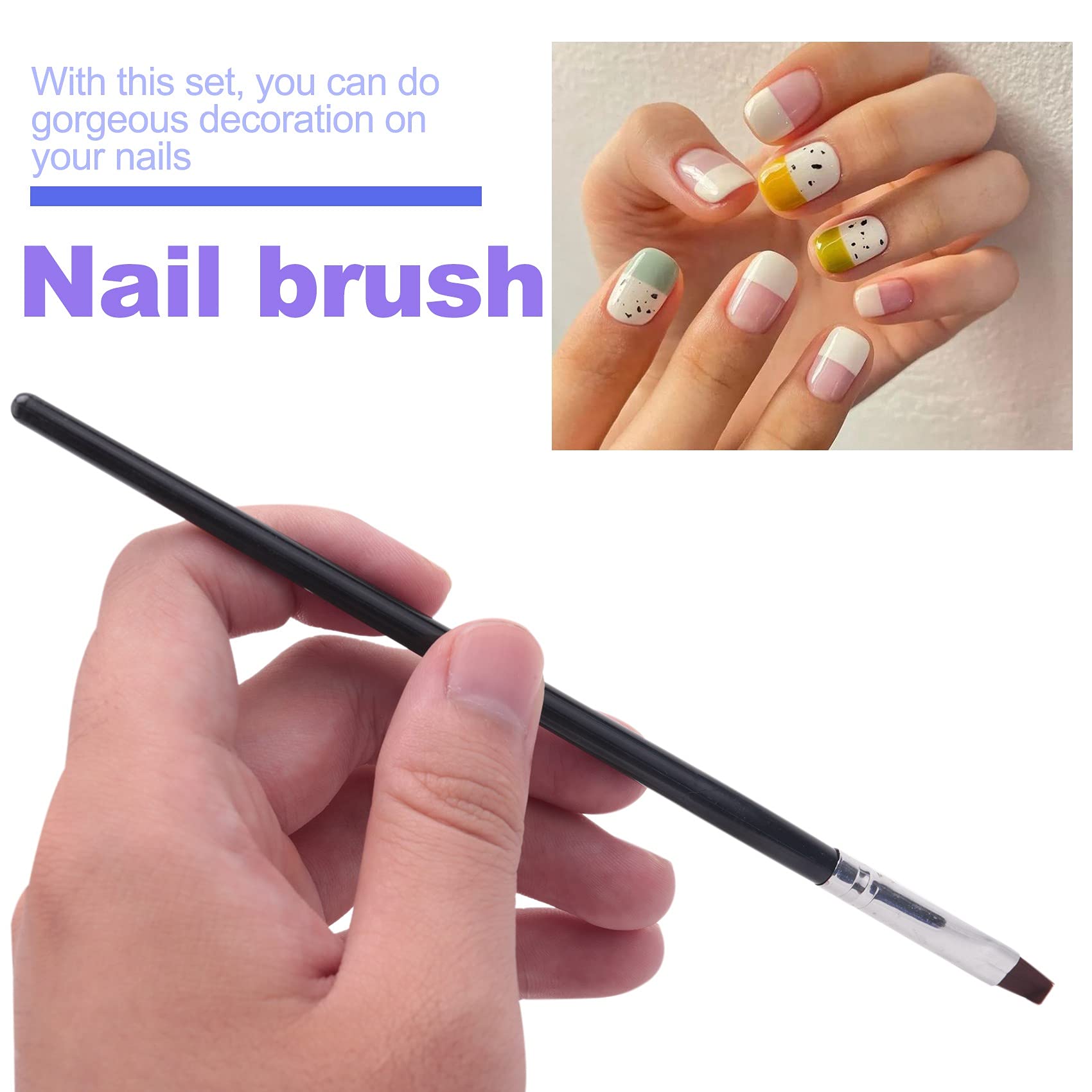 7-Piece Acrylic Nail Brush Set - Professional Nail Art Design Pens for Acrylic & Gel Nails (Black) - Perfect for Salon, Home Manicures & Nail Art Creations