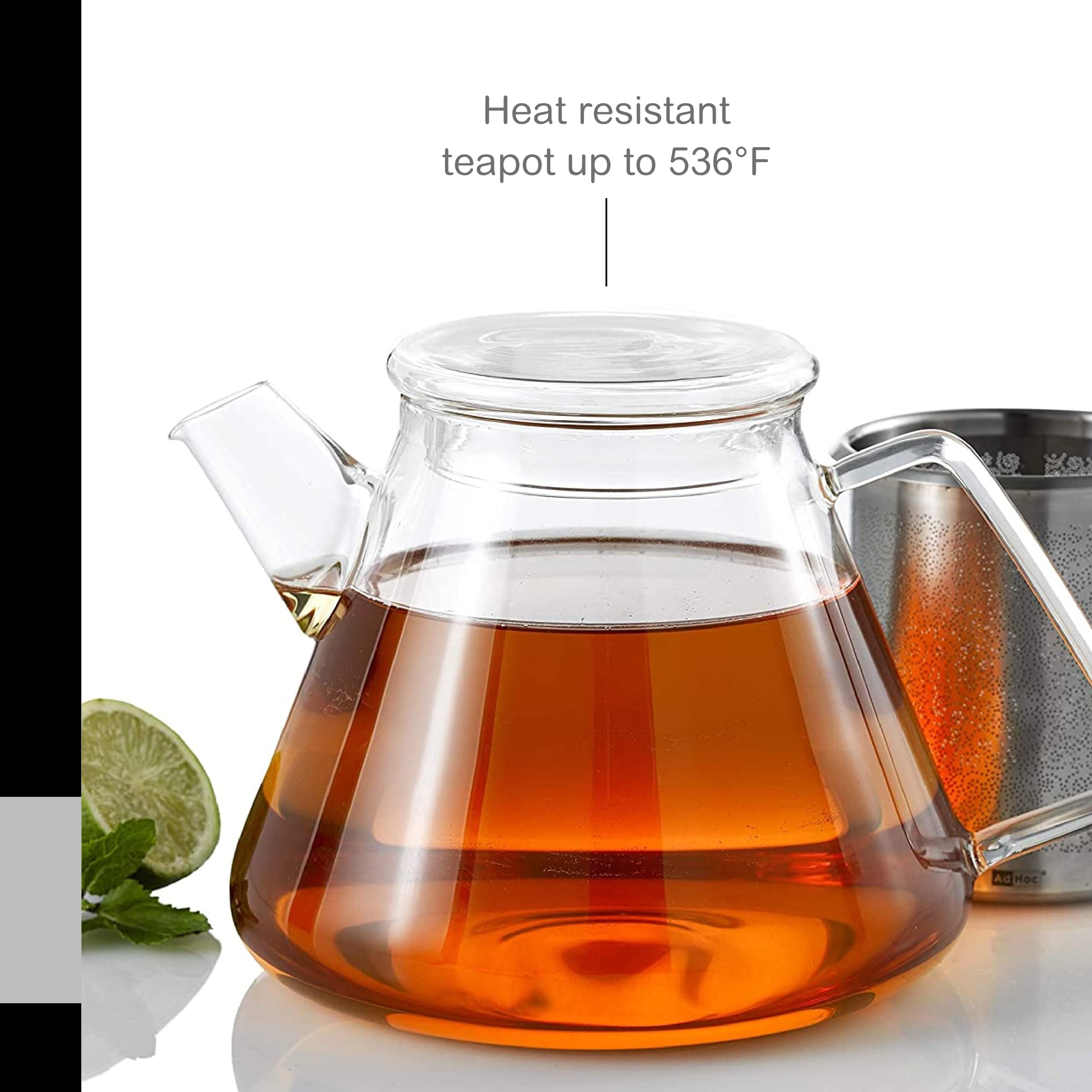 Premium Glass Teapot with Removable Infuser - 50oz Stovetop & Loose Leaf Tea Kettle - Large & Small Heat-Resistant Teapot for Home, Office, or Gift - Perfect for Herbal, Green, Black & Iced Tea Brewing