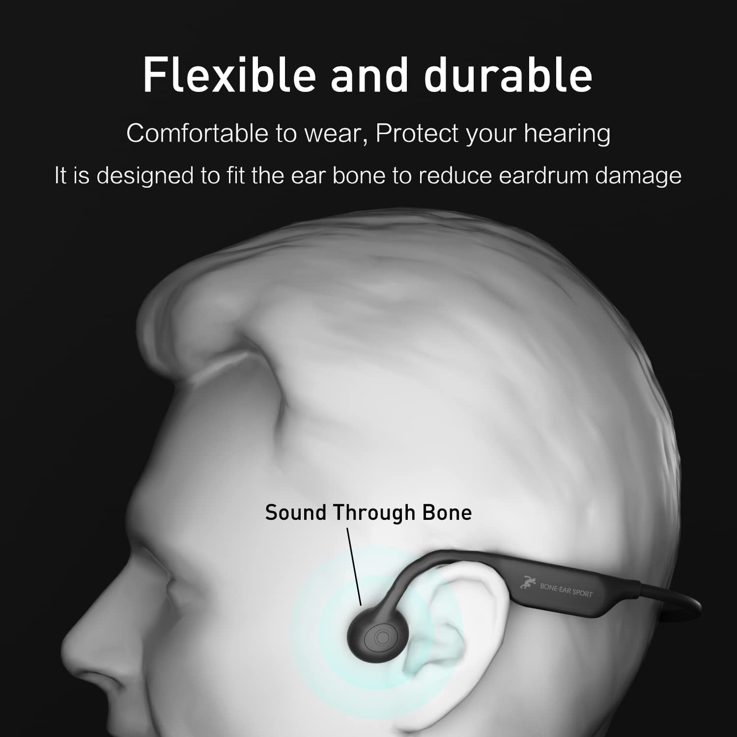 Doqo Open Ear Bone Conduction Headphones with MIC - Wireless Bluetooth 5.2 Sport Headset, IP65 Sweatproof for Running, Cycling, Hiking & Yoga - Comfortable for Workouts, Commuting & Outdoor Activities (Frosted Black)