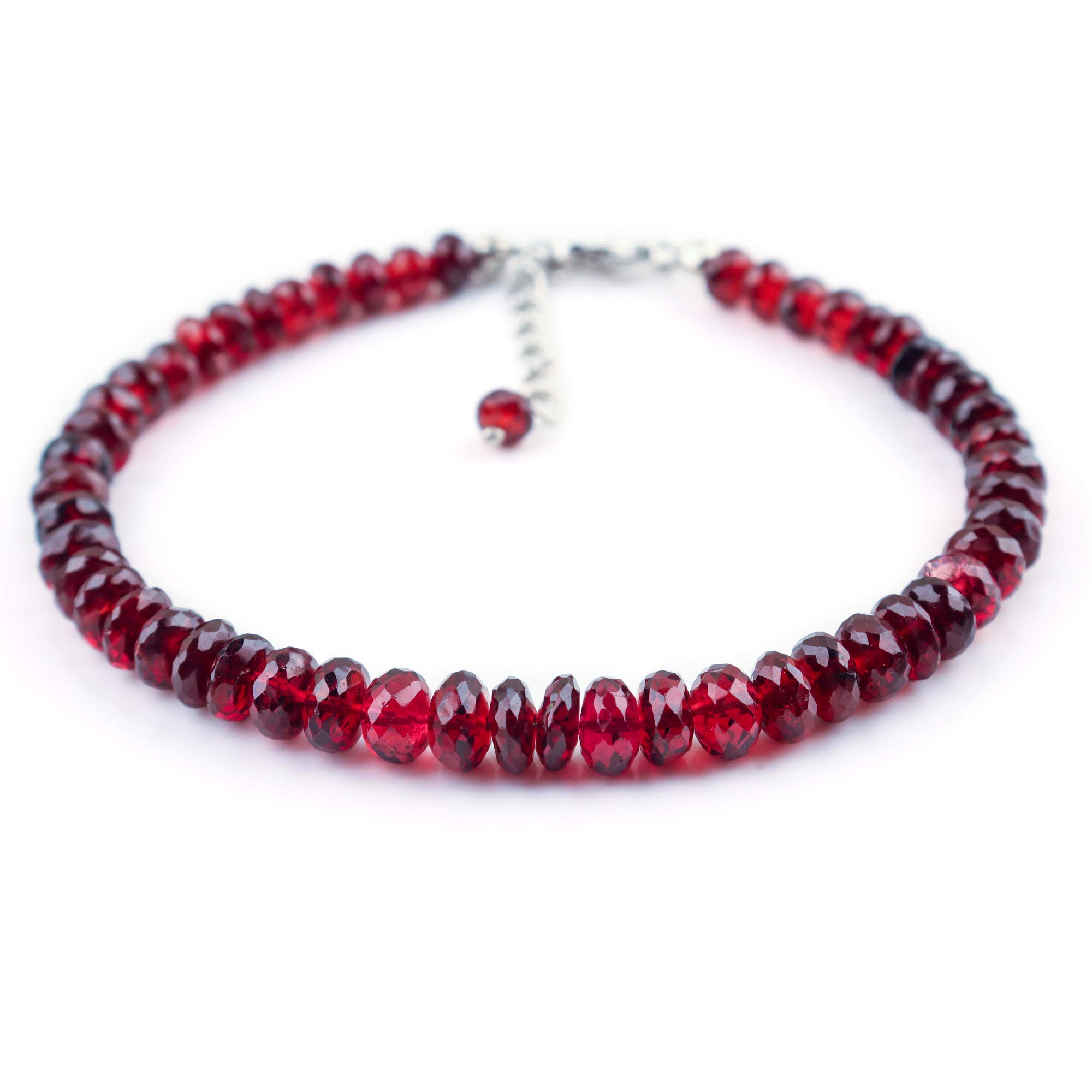 Natural Gemstone Bracelets for Women - Healing Crystal Beaded Jewelry with Silver Chain, 8 Inch Rondelle & Faceted Beads - Perfect for Energy Healing, Meditation & Spiritual Gifts