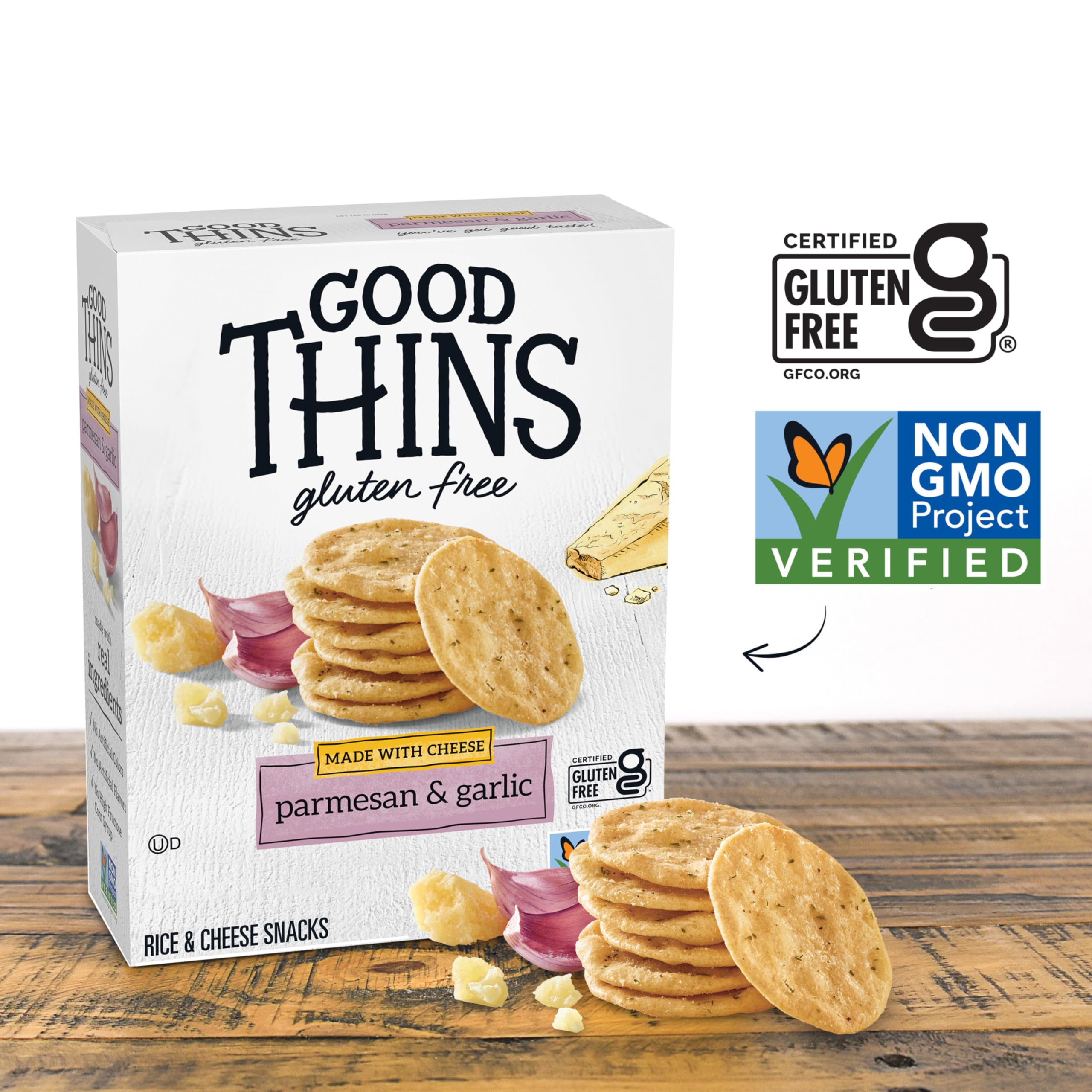Gluten Free Parmesan & Garlic Rice & Cheese Snacks - 6 Pack (3.5 oz Each) | Bulk Healthy Crackers for Parties, School Lunches & On-the-Go Snacking