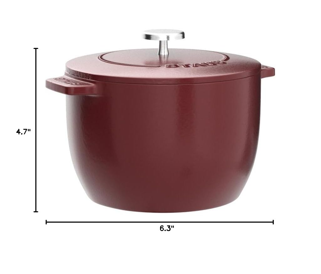Staub La Cocotte de Gohan 4.7-Inch (12 cm) Cast Iron Rice Cooker Pot - Cherry Red, Perfect for Stovetop & Oven Use - Ideal for Cooking Rice, Stews & One-Pot Meals