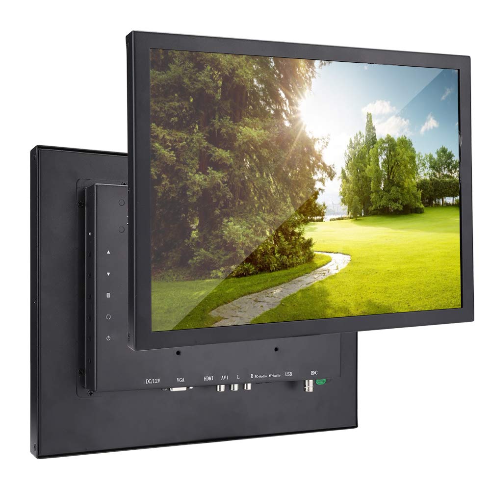 Cuifati 15-inch 4:3 FHD TFT Portable Gaming Monitor with Stand - Metal Industrial Display with HDMI/VGA/AV/BNC/USB Interfaces, 12V DC Power - Perfect for Gaming, Security Systems & Industrial Applications (US)