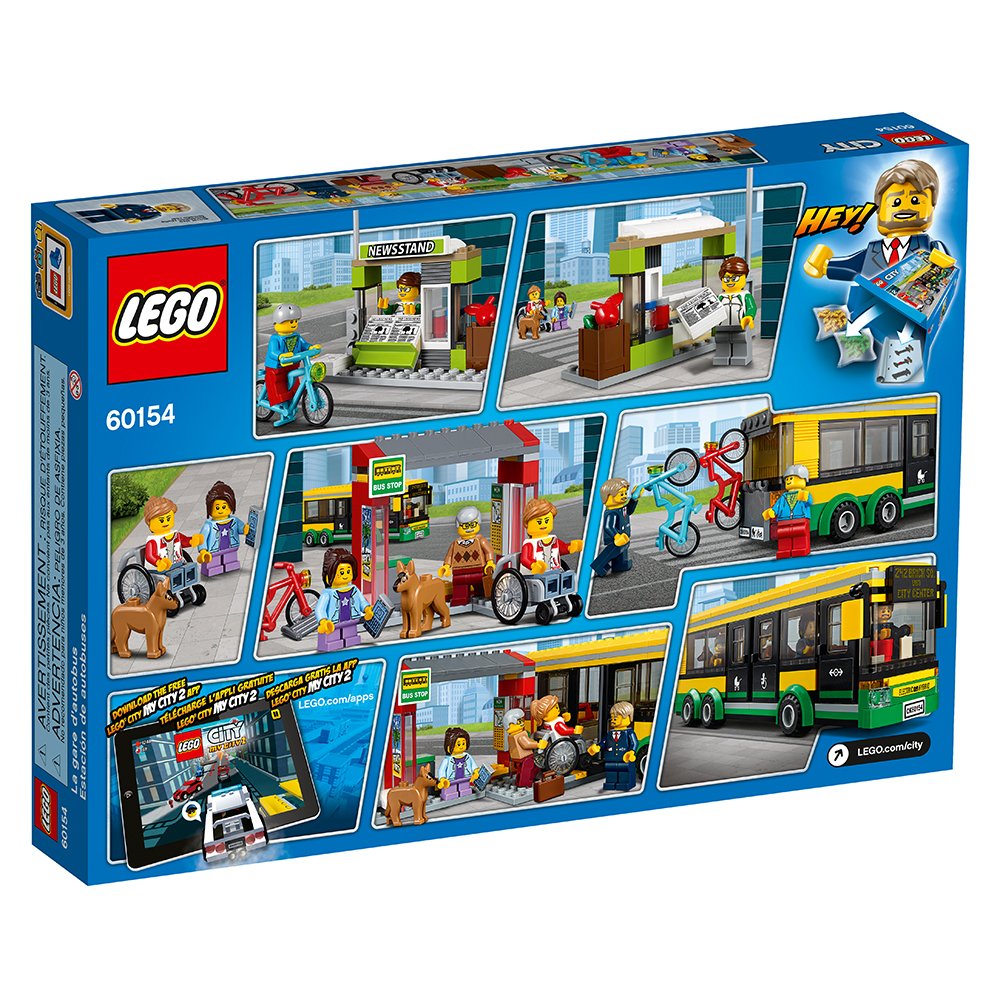 LEGO City Town Bus Station 60154 Building Kit (337 Pieces) - Creative Play Set for Kids, Perfect for City-Themed Role Play and Collectors