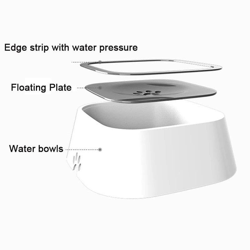 **Floating Non-Spill Dog Water Bowl - Anti-Wetting Plastic Pet Drinking Dispenser for Dogs & Cats - Perfect for Travel, Crate, and Home Use**