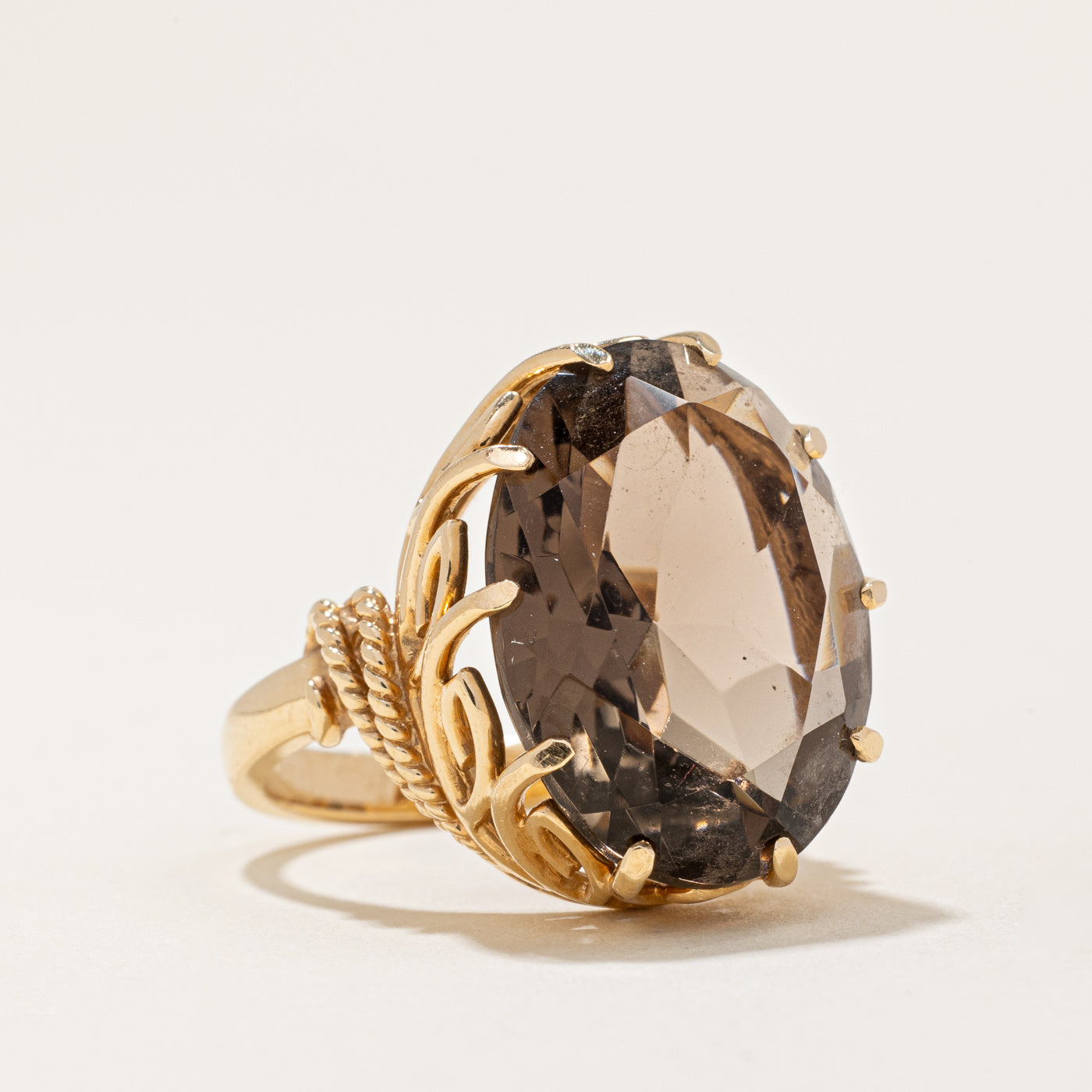 12.96ct Smoky Quartz Cocktail Ring - Size 6.75 | Elegant Statement Jewelry for Evening Parties & Special Occasions