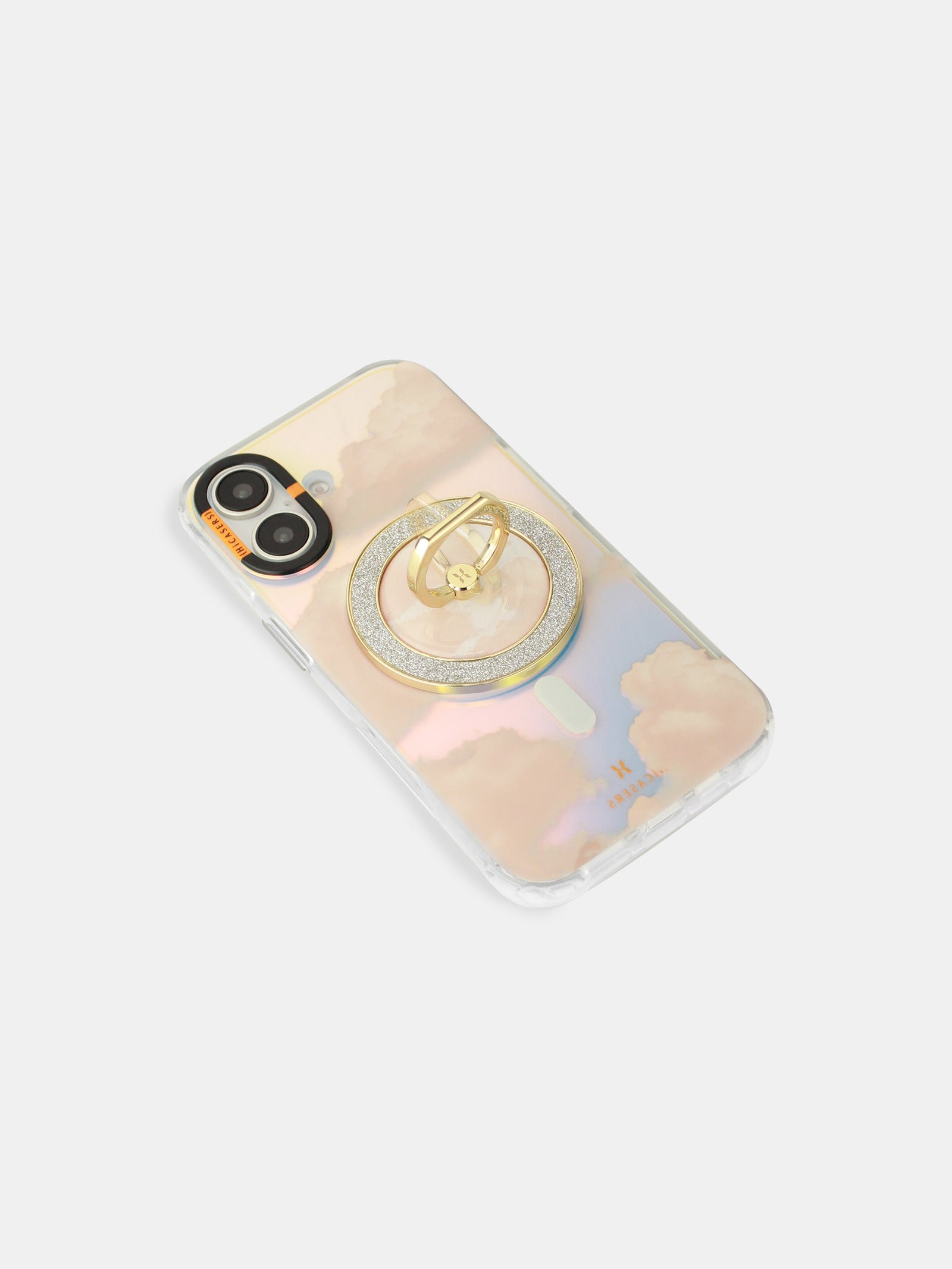 Cloud Kiss Shimmer Ring Spinner - Magsafe Compatible Pink Phone Grip & Stand for iPhone 14/13/12, Galaxy S23/S22 - Perfect for Selfies, Videos & Hands-Free Viewing