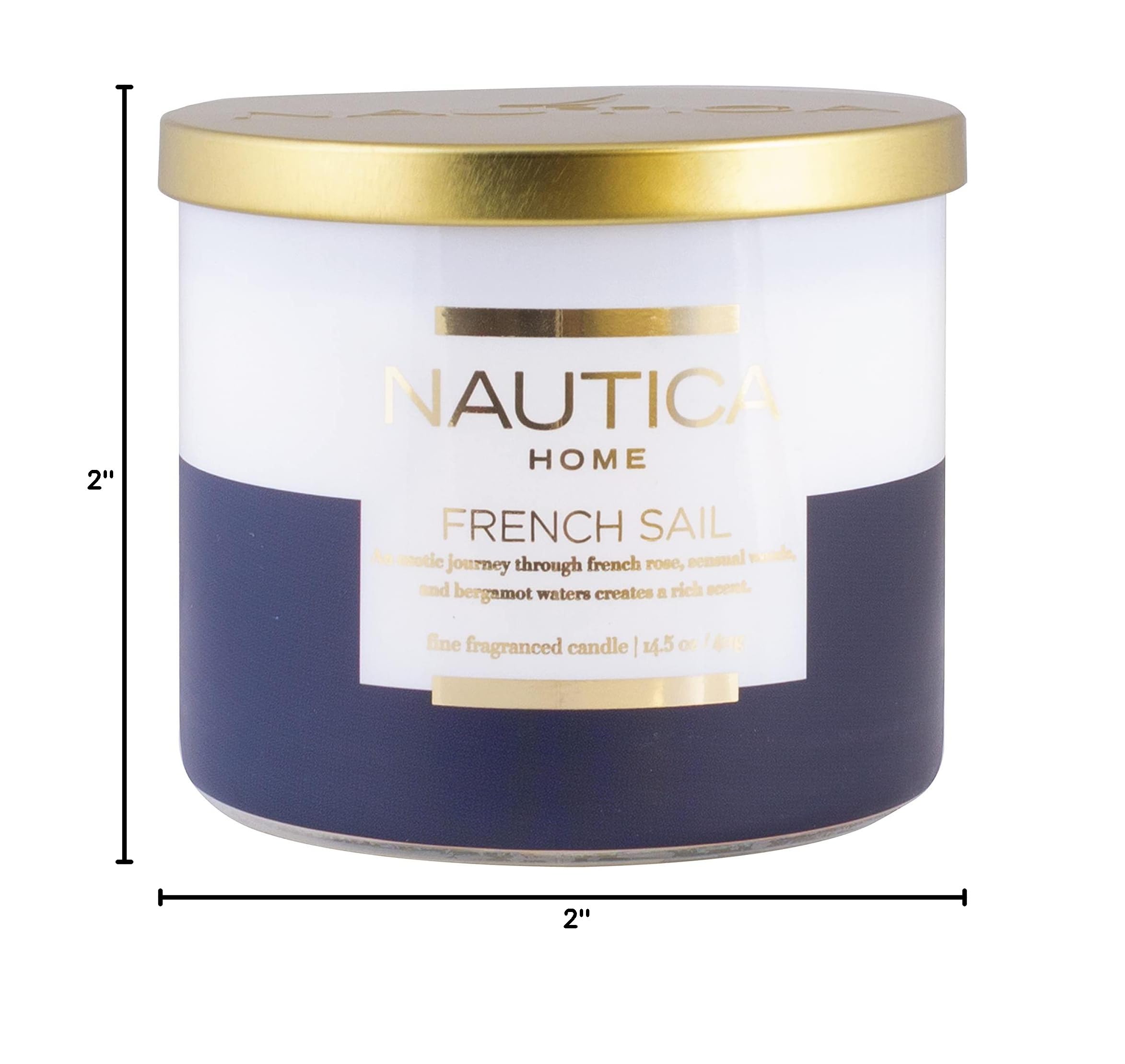 Nautica French Sail Scented Soy Candle - Long-Lasting Aromatherapy Candle for Home, Office & Relaxation