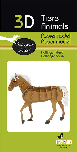 3D Paper Model Haflinger Horse DIY Craft Kit - Realistic Papercraft Animal for Home Decor, Gift & Educational STEM Project | Perfect for Kids, Adults & Craft Lovers