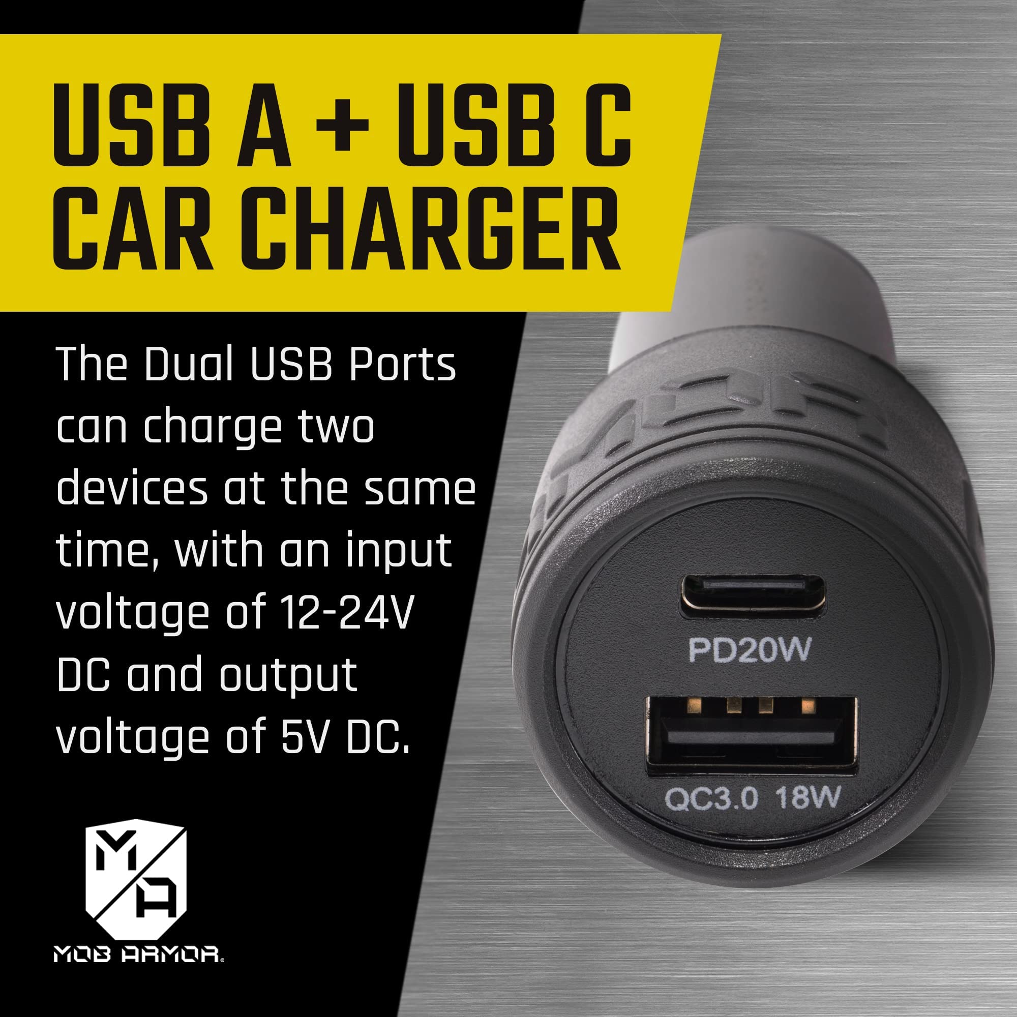 Mob Armor Flex Charge Plus Stixx - 38W Dual USB & USB C Fast Car Charger with Wireless Magnetic Phone Charger & Mobnetic Stixx Mount - Compatible with Android & iPhone - Perfect for Road Trips, Commuting & Hands-Free Driving