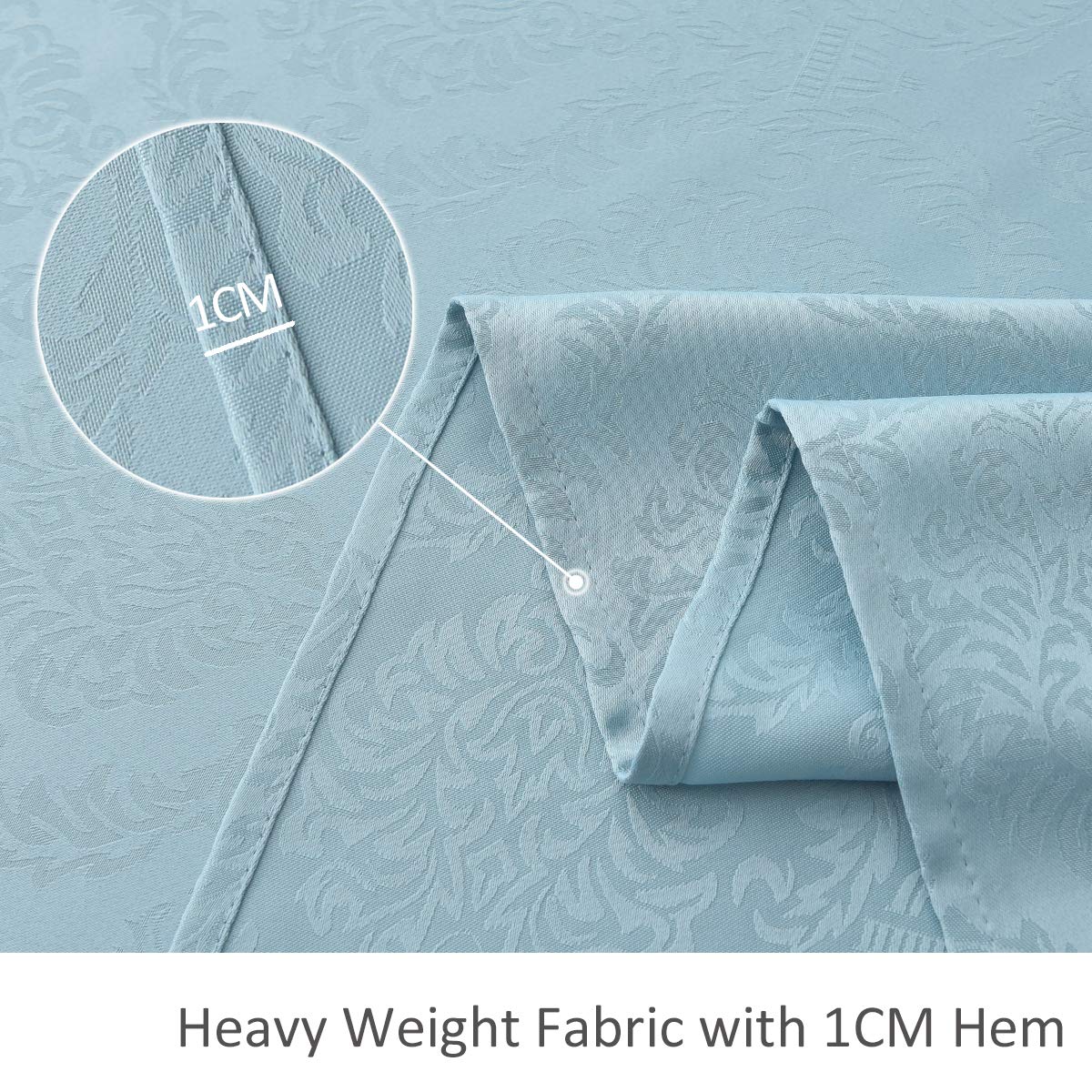 Premium Spillproof Wrinkle-Resistant Heavyweight Square Tablecloth - 52x52 Inch Damask Pattern Blue Haze - Soft Durable Fabric for Kitchen, Dining Table, Outdoor Picnic & Party Decor