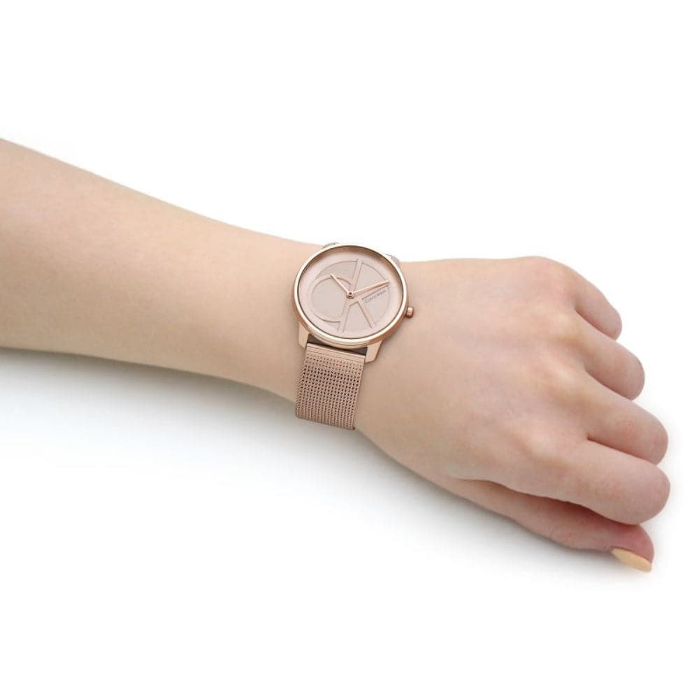 Calvin Klein Rose Gold Milanese Strap Unisex Watch 25200035 | Fashionable & Durable Timepiece for Men & Women | Perfect for Office, Date Night & Special Occasions