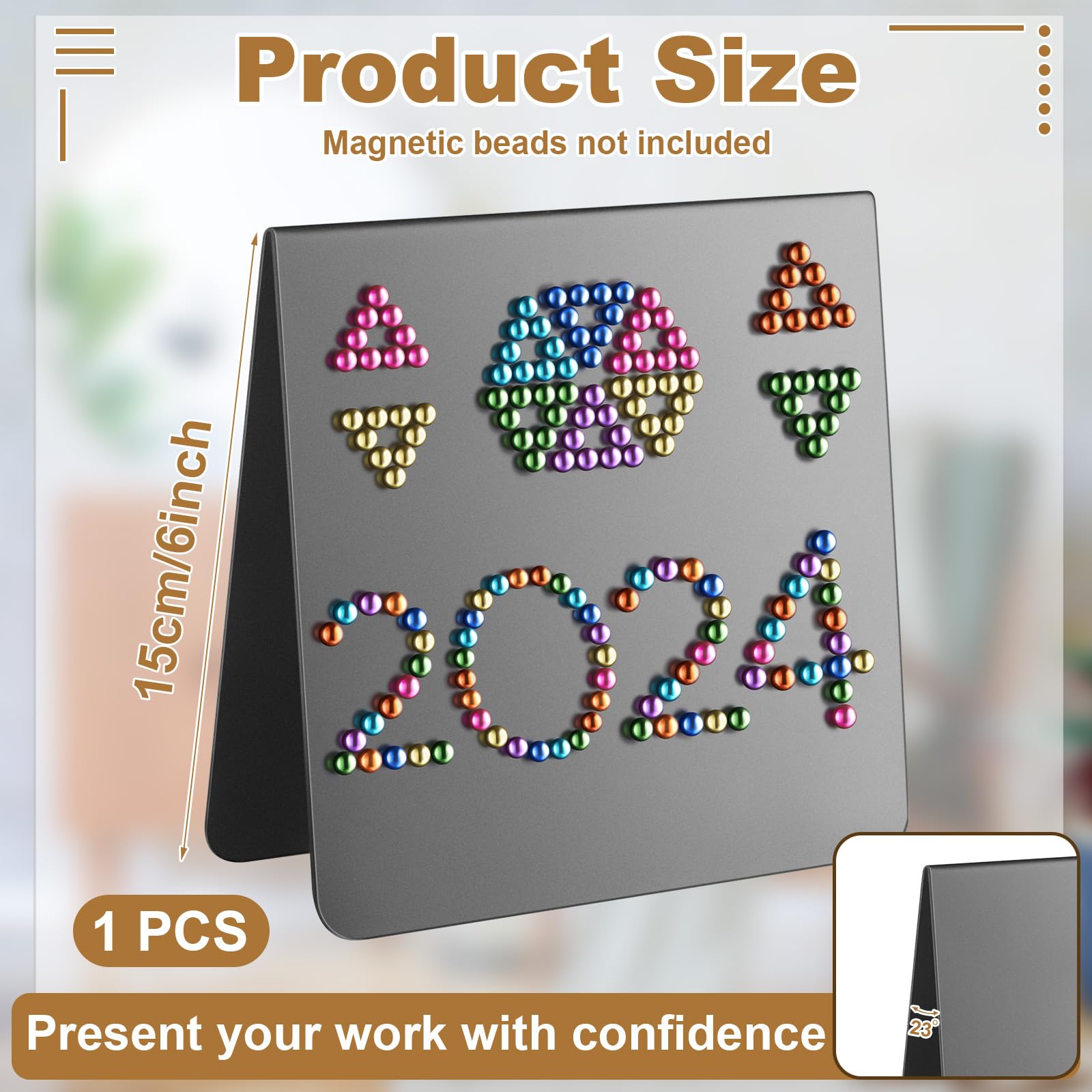 Gersoniel Magnetic Display Stand - Black Metal Magnet Board for Desk, Tabletop, or Bulletin Board - Perfect for Showcasing Beads, Jewelry, Photos & Notes (Magnetic Beads Not Included) - 1 Pack