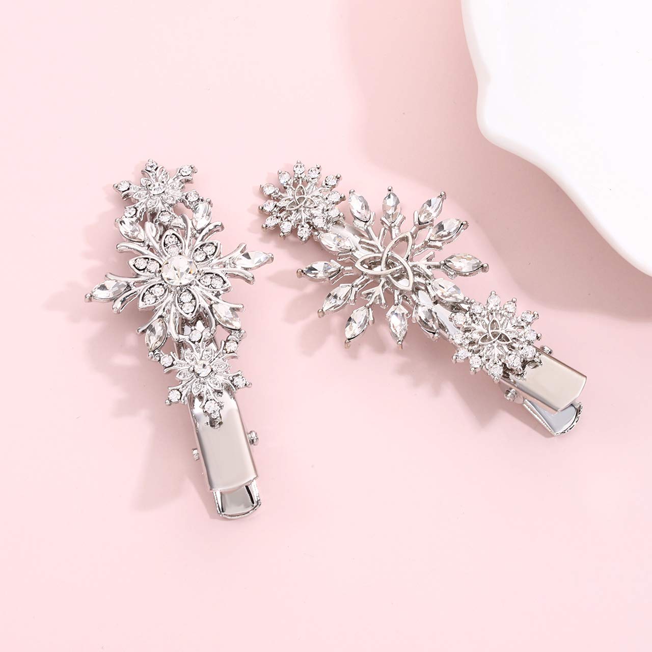 Christmas Snowflake Hair Clips - Rhinestone Crystal Hair Barrettes for Women & Girls (3pcs) | Winter Glitter Hair Accessories for Holiday Parties, Xmas Gifts & Frozen Themed Events