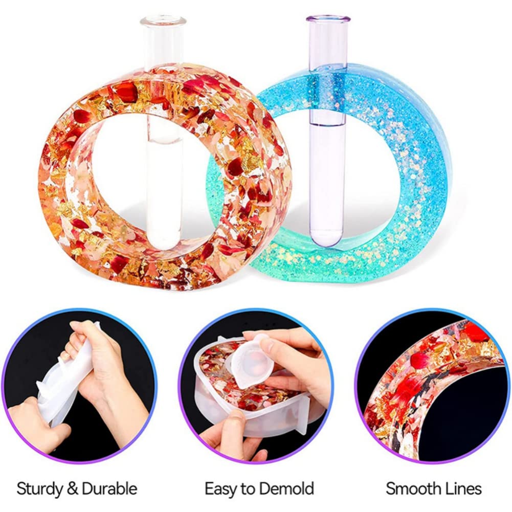Epoxy Resin Vase Mold with 4 Test Tubes - Silicone Casting Mold for Propagation Station, Hydroponic Planter, Flower Holder - Perfect for Home, Office, and Desktop Decoration - DIY Craft & Plant Lover Gift Idea