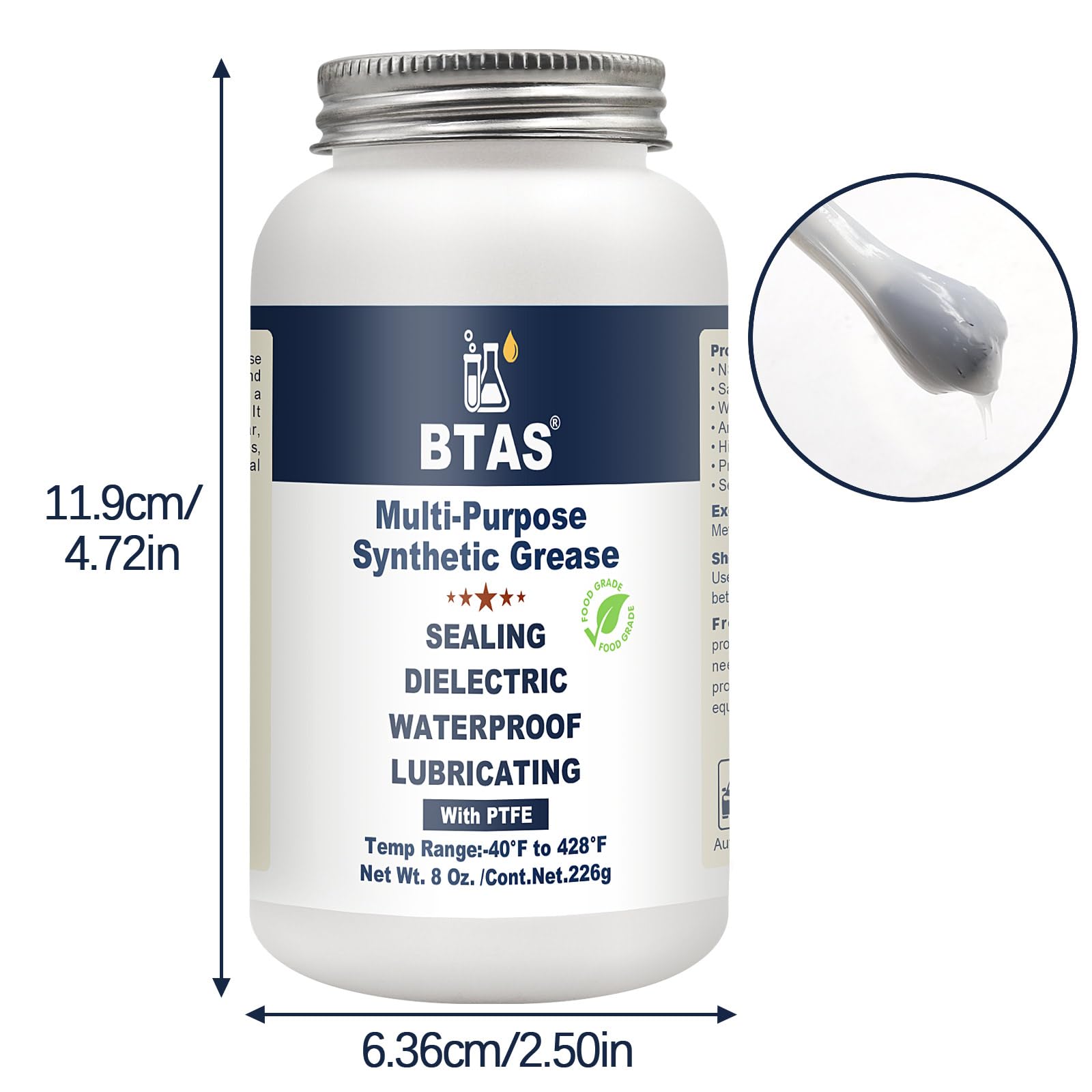 Dielectric Grease for Automotive Electrical Connectors - 8 oz PTFE Silicone Paste for Car Battery Terminals, Spark Plug Boots & Marine Electronics - Prevents Corrosion & Improves Conductivity - Ideal for Vehicle Maintenance & Marine Electrical Protection