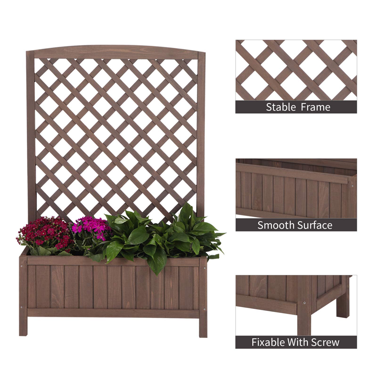**Aivituvin Large Raised Garden Bed with Trellis - Outdoor Planter Box for Flowers, Vegetables & Vines - Vertical Lattice Panels for Climbing Plants - Perfect for Patio, Backyard & Balcony Gardening**