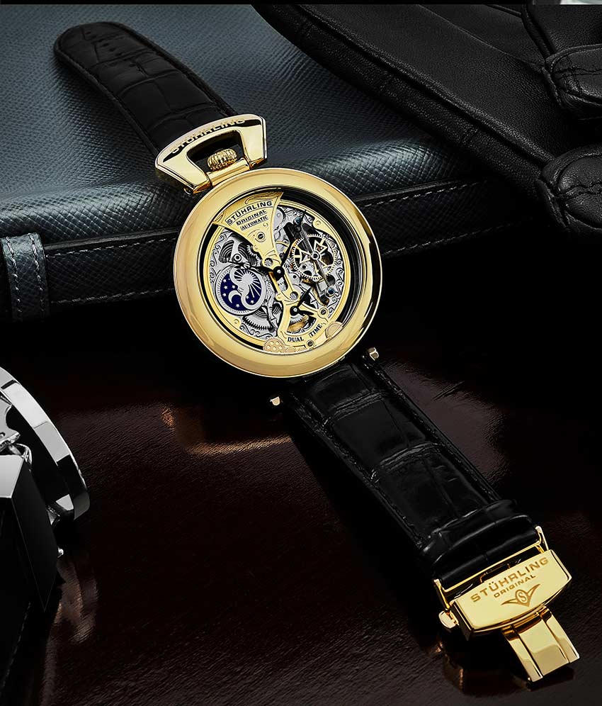 Emperor's Grandeur 127A Automatic 49mm Skeleton Watch for Men - Luxury Mechanical Timepiece with Open Heart Design - Perfect for Formal Events, Business Meetings & Special Occasions