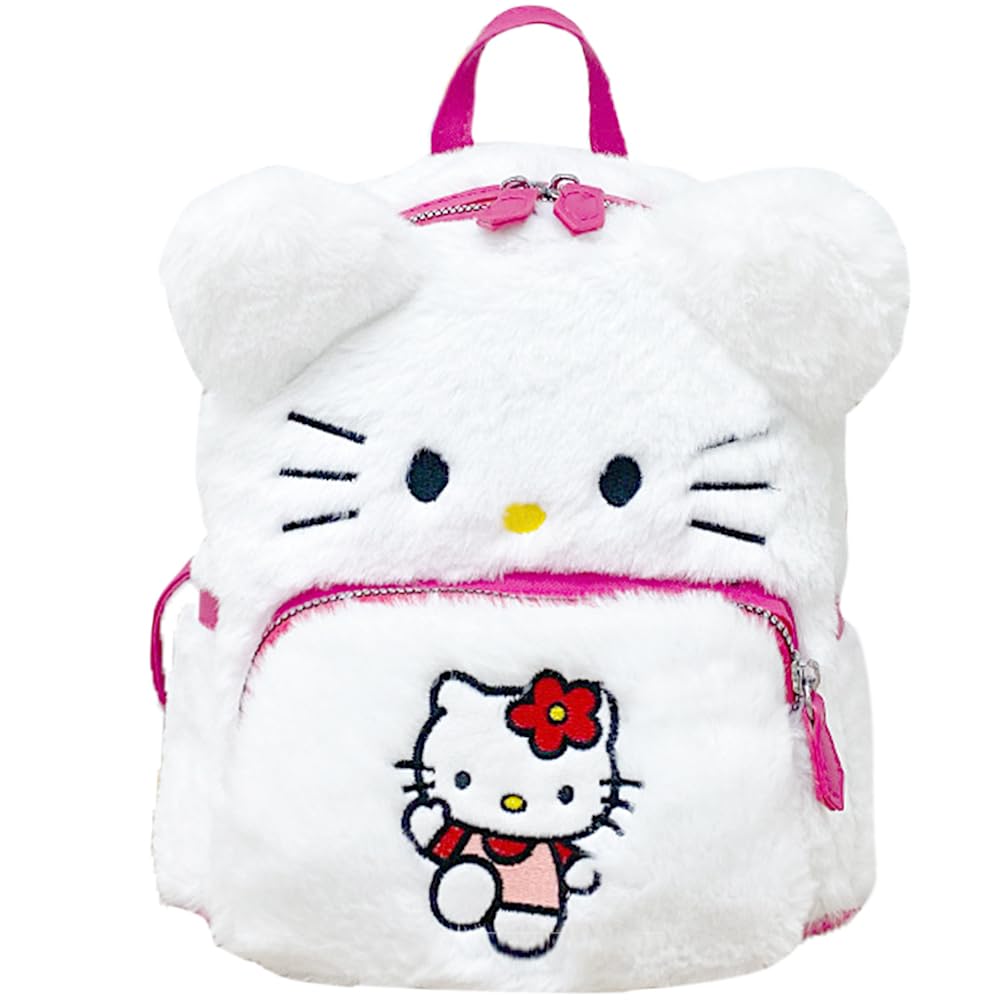 Cute Kawaii Plush Toddler Backpack for Girls & Boys - Soft Furry Mini Backpack with Cartoon Design, Pink Anime School Bag for Preschool & Kindergarten Kids | Perfect Gift for Birthday, Travel & Daily Use