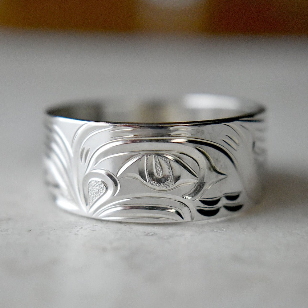 Flat & Tapered Totem Ring by Joe Descoteaux - Handcrafted Silver Stackable Ring for Women, Boho Jewelry - Perfect for Everyday Wear, Layering & Spiritual Style