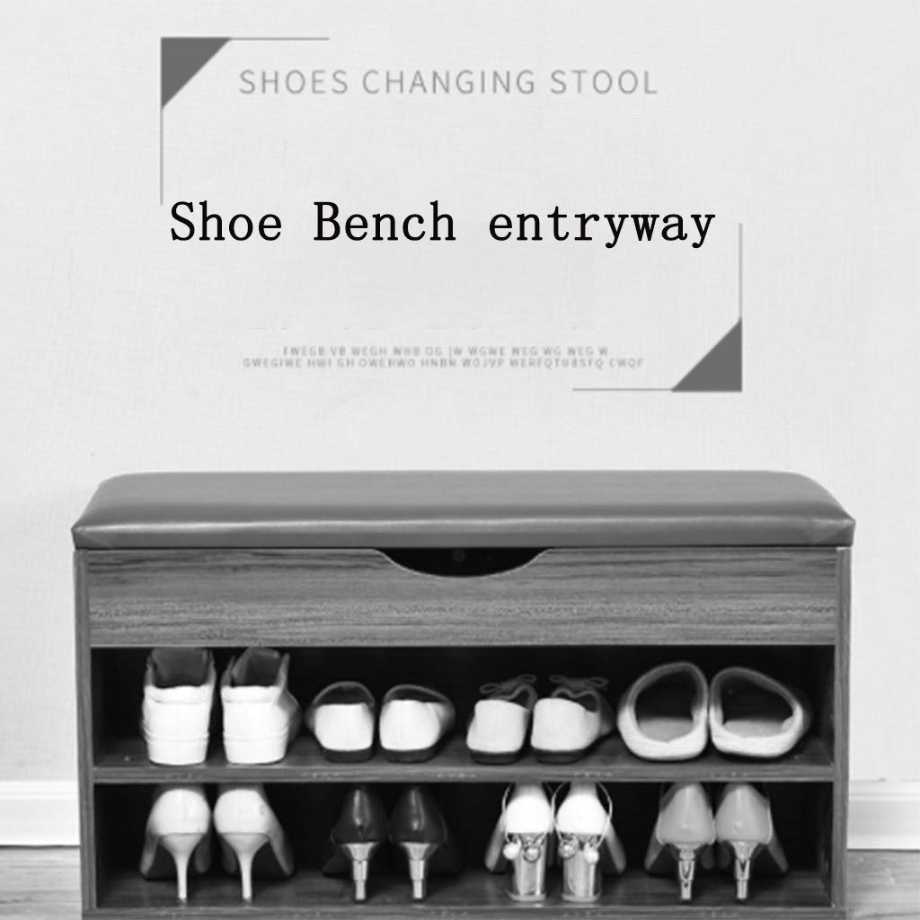 JOYGOOD 80cm White Entryway Storage Bench with Shoe Rack - Multifunctional Shoe Storage Seat for Hallway, Living Room & Bedroom Organization