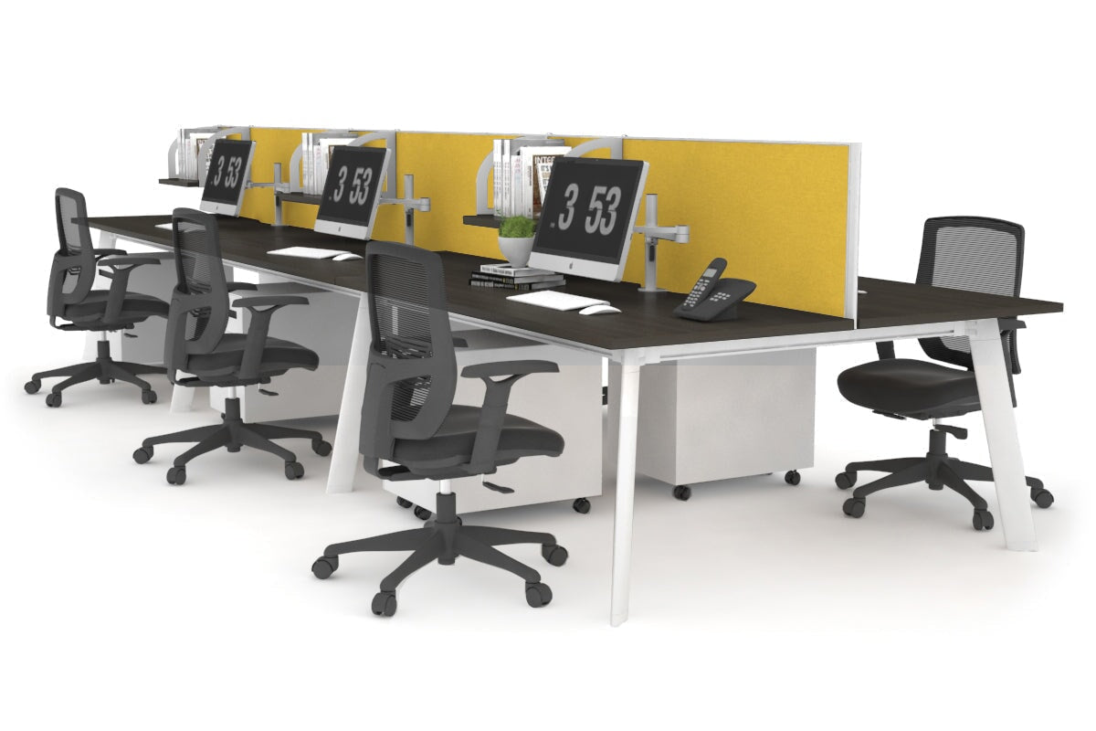 6-Person Workstation with White Frame - 1400L x 700W Dimensions - Ideal for Office, Coworking Spaces & Home Offices