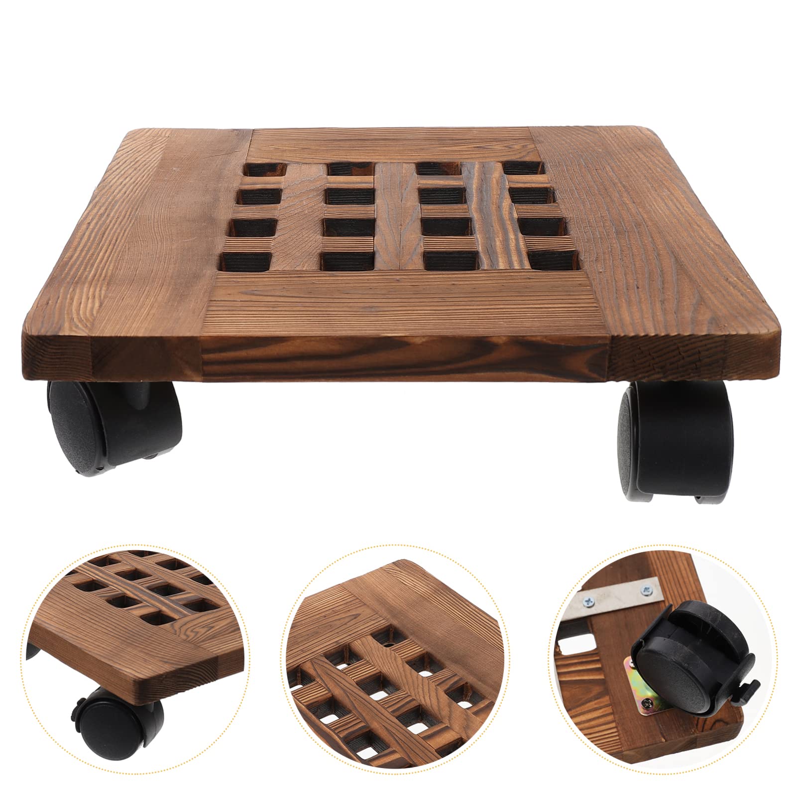 Happyyami 1pc Lockable Wheeled Flower Pot Tray - Universal Rolling Planter with Wheels for Indoor/Outdoor Potted Plants - Perfect for Patio, Garden, Balcony & Home Decor