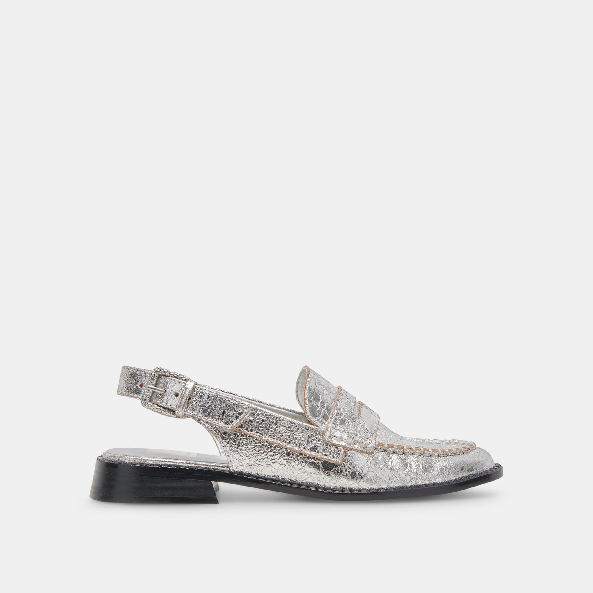 HARDI Women's Wide Loafers - Silver Crackled Leather Slip-On Shoes for Comfort & Style | Perfect for Office, Casual Wear & Travel