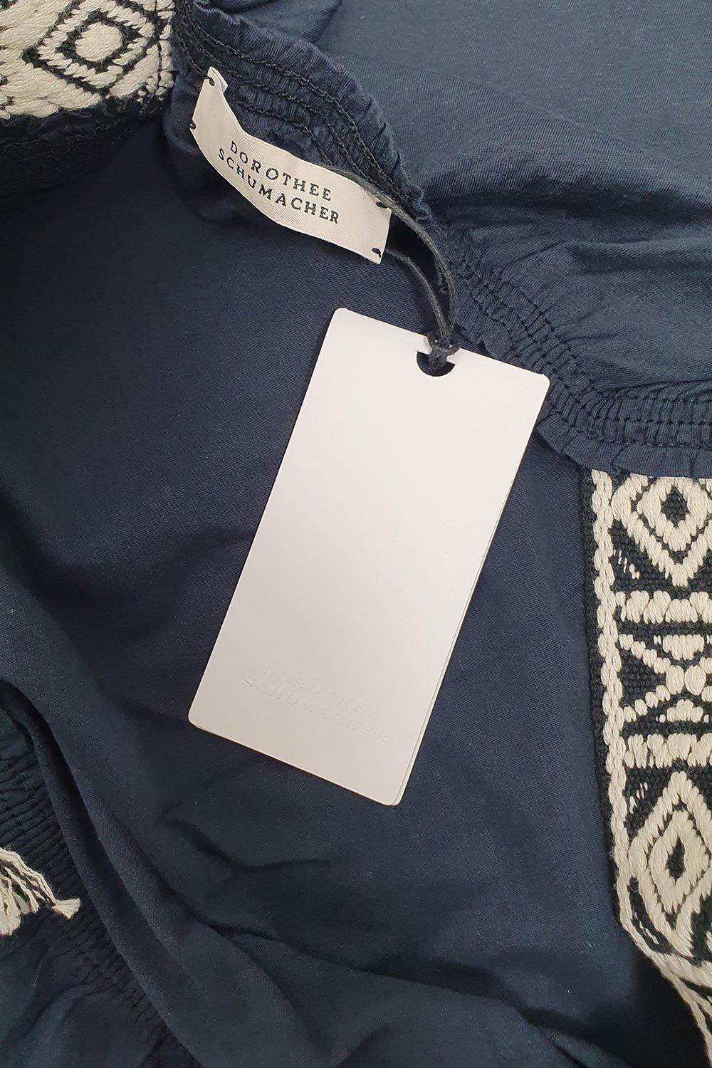 DOROTHEE SCHUMACHER Navy Blue Cotton Soft Charm Shirt for Women - Comfortable & Stylish Casual Blouse (Size 1) - Perfect for Office, Date Night & Weekend Outings
