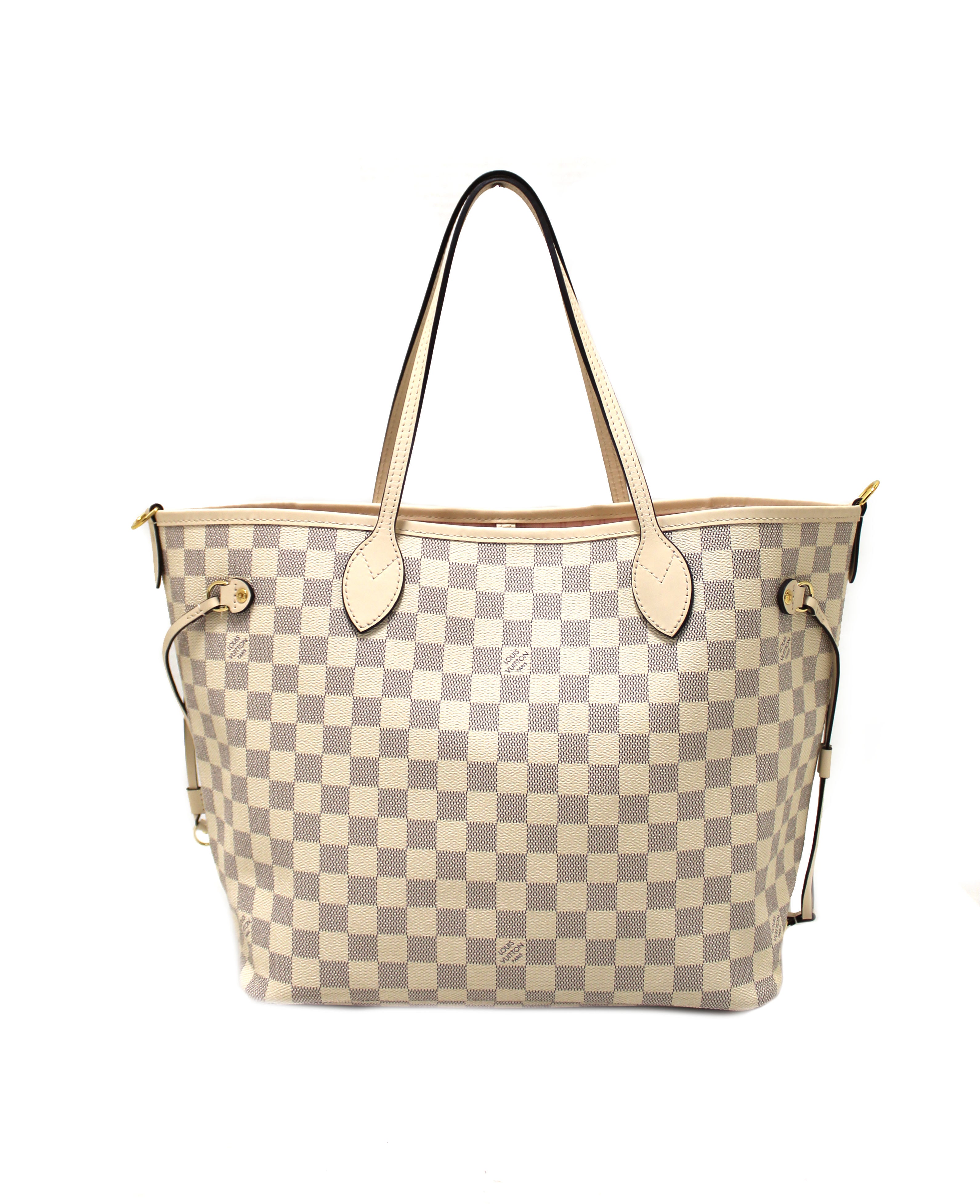 Authentic Louis Vuitton Damier Azur Neverfull MM Braided Shoulder Bag Tote - Luxury Designer Handbag for Women, Perfect for Work, Travel & Everyday Use