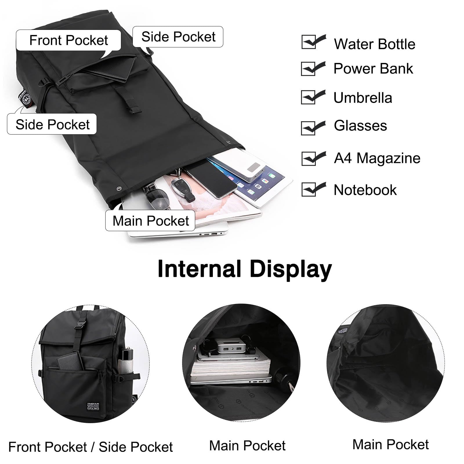 FANDARE Anti-Theft Laptop Backpack - Water Resistant Business Travel Backpack for Men & Women, College School Rucksack with 15.6 Inch Laptop Compartment, Blue - Ideal for Work, Commute, and Daily Use