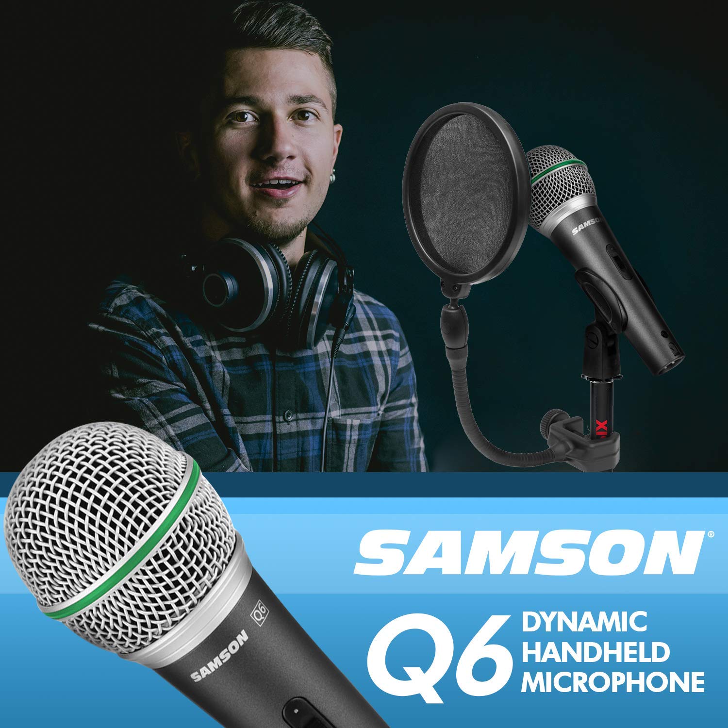 Samson Q6 Professional Dynamic Microphone for Recording, Podcasting & Live Streaming - Ideal for Vocals, Instruments & Broadcast Studios