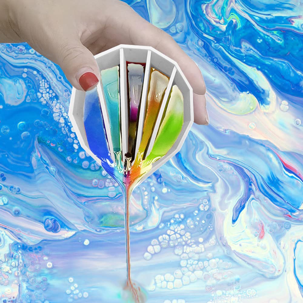 AFUNTA 3/5 Cavity Reusable Silicone Split Cups for Acrylic Paint Pouring Art - Includes 3 Silicone Stir Sticks - Perfect for Fluid Art, DIY Canvas Painting & Resin Crafts