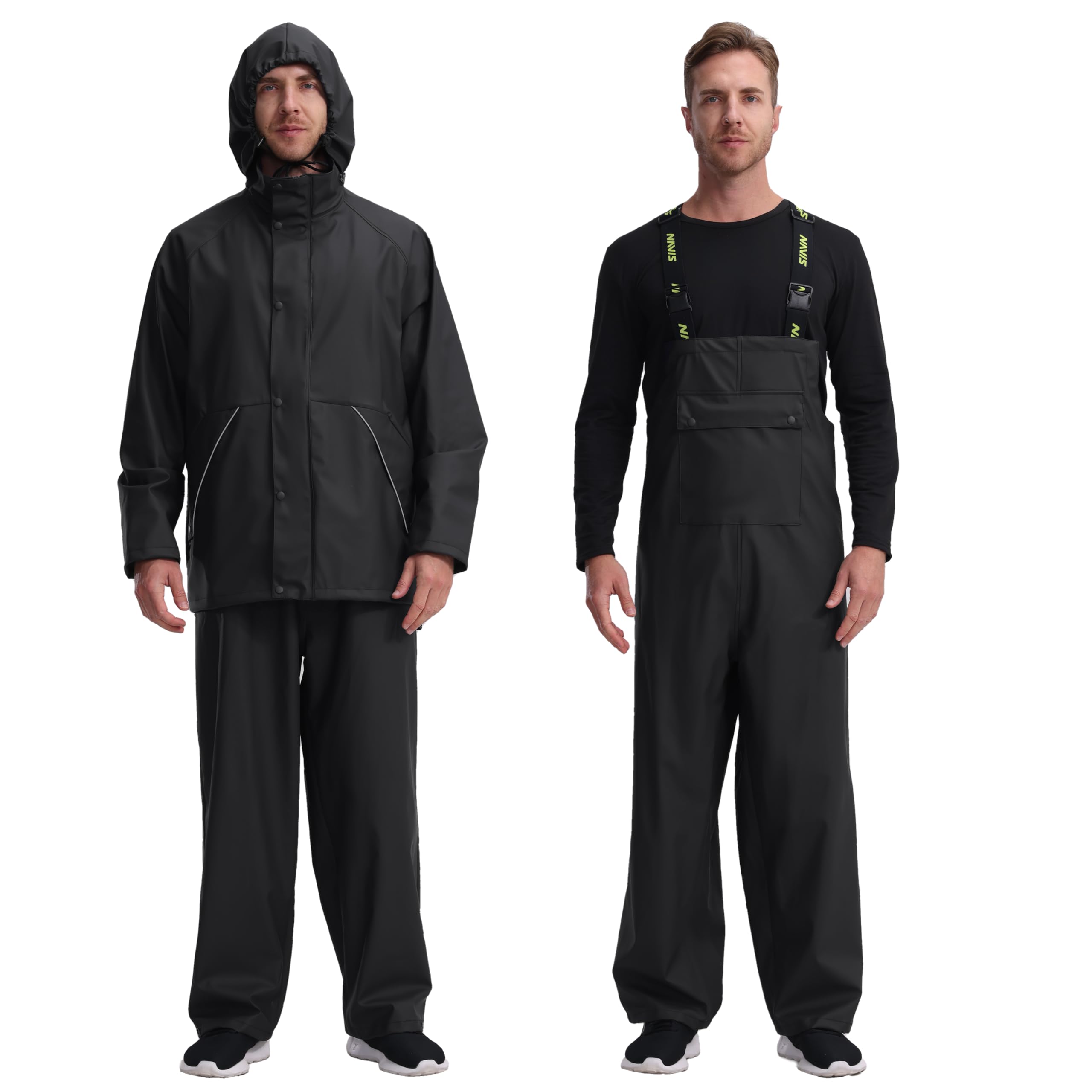 **Men's Heavy Duty Waterproof Rain Suit - 3-Piece Workwear Set (Jacket & Pants) for Outdoor Work, Construction, and Hiking**
