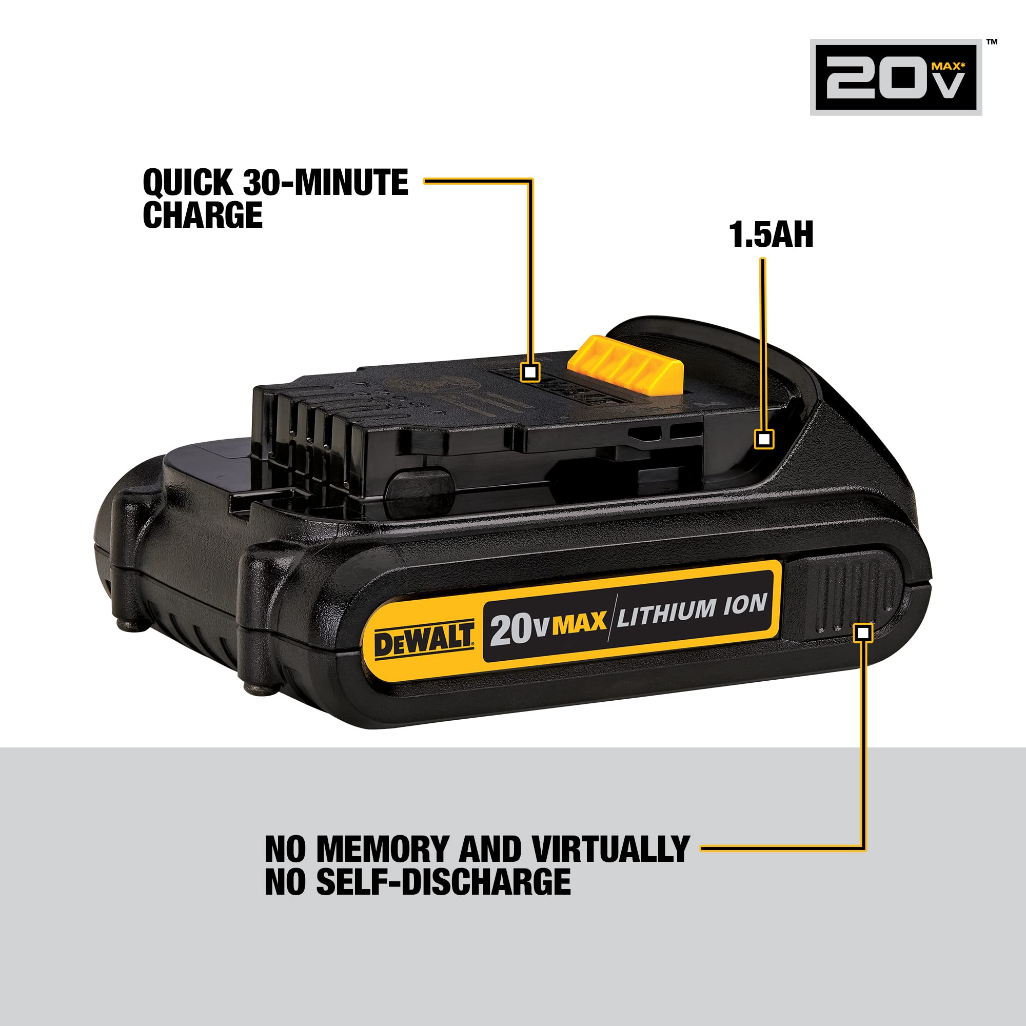 DEWALT 20V Max Cordless Drill Combo Kit (DCK240C2 & DCB201) - 2-Tool Set with 1.5Ah 20V Li-Ion Battery - Perfect for Home DIY Projects, Woodworking, and Professional Construction Work