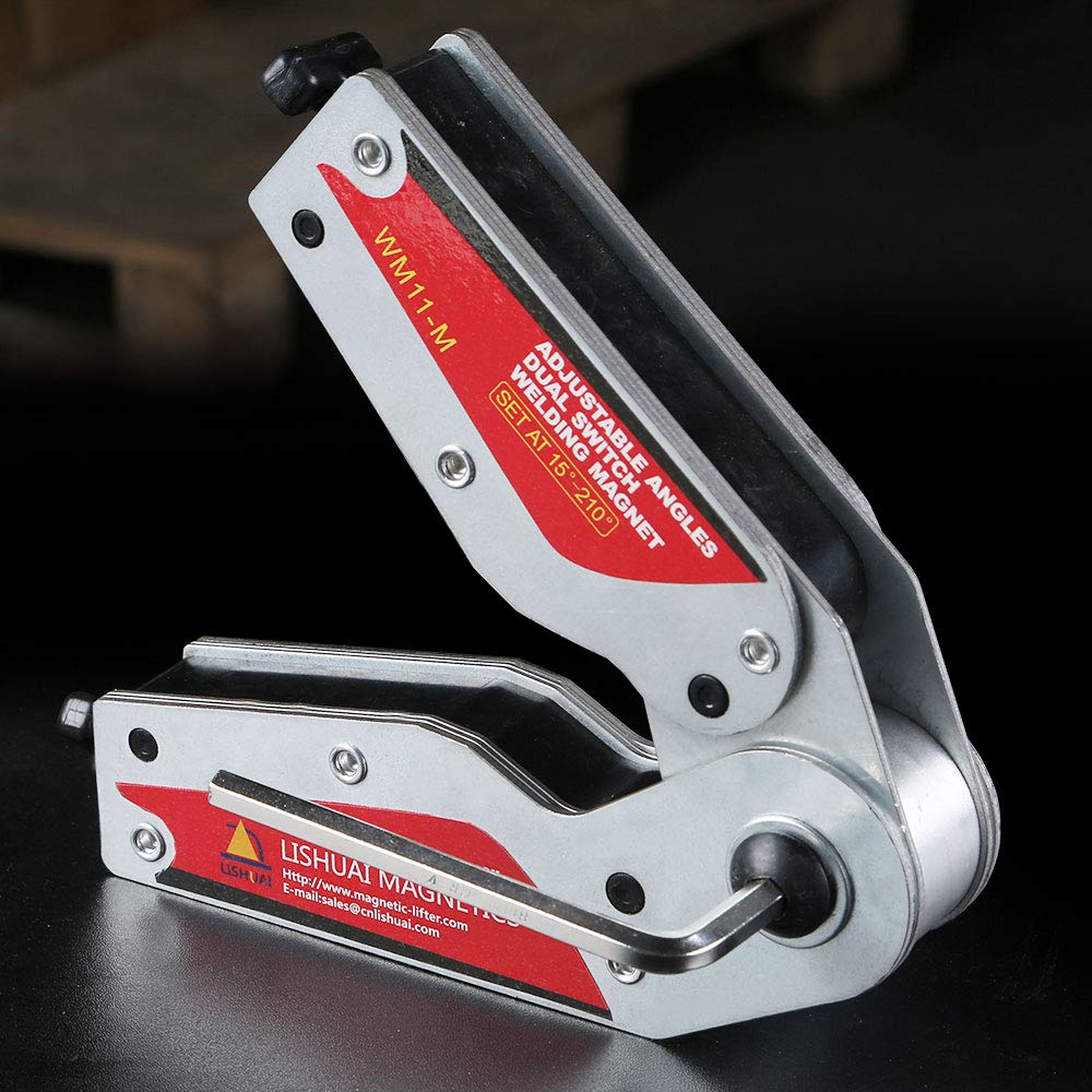 Adjustable Angle Dual Switch Welding Magnet - On/Off Neodymium Magnetic Clamp (15-210°) WM11-M - Perfect for Metal Fabrication, Welding Projects & DIY Metalworking