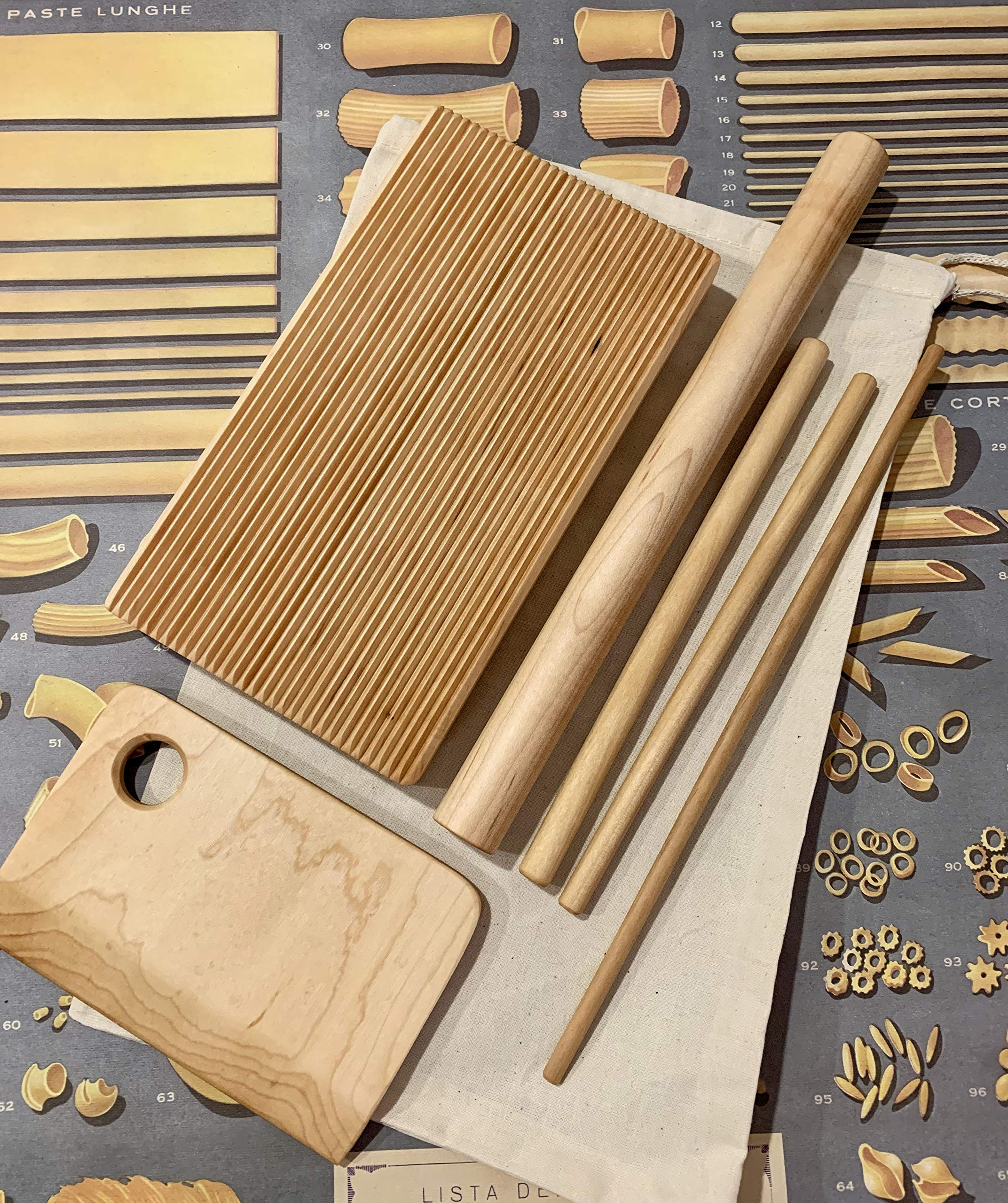 6-Piece Pasta Board Set for Macaroni, Trofie, Gnocchi & Garganelli | Premium Wooden Pasta Making Kit for Italian Cooking & Homemade Pasta Lovers