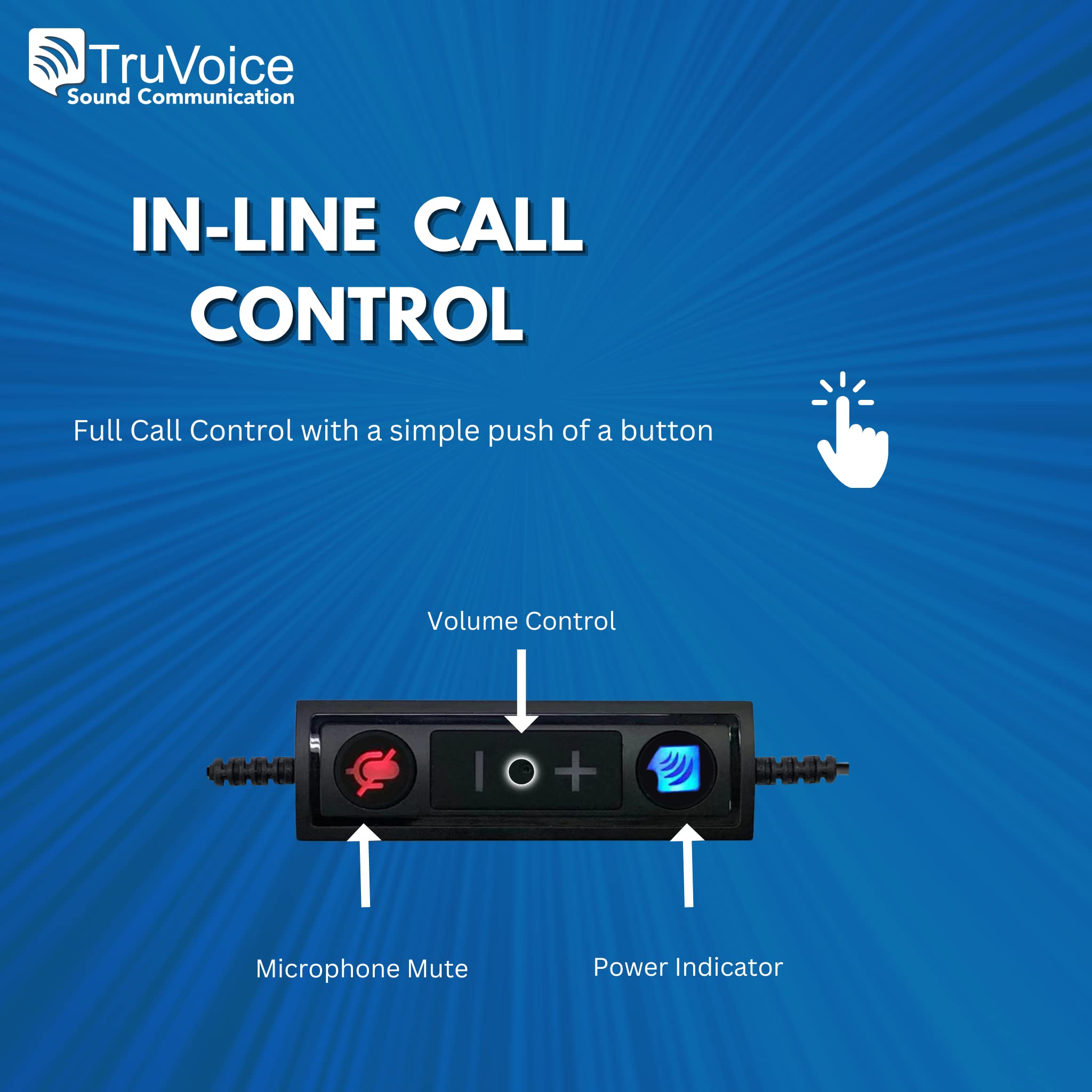 TruVoice USB Adapter for Jabra QD Wired Headsets - Volume Control & Mute Function - PC/Laptop/Softphone Headset Connector - Perfect for Call Centers, Remote Work & Online Meetings