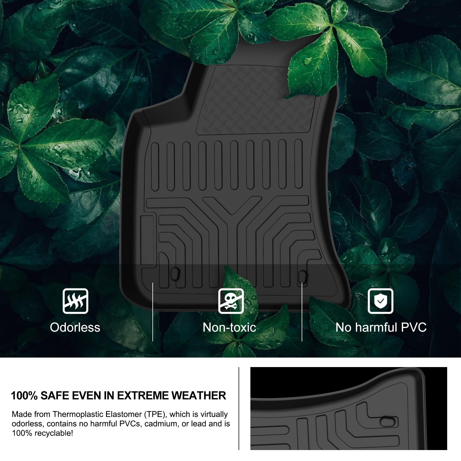 KIWI MASTER Custom Fit All-Weather Floor Mats for 2011-2023 Dodge Charger RWD & Chrysler 300 RWD - TPE Slush Liners Set (Front & Rear, 2 Rows, Black) - Perfect for Winter Snow, Mud, and Everyday Protection