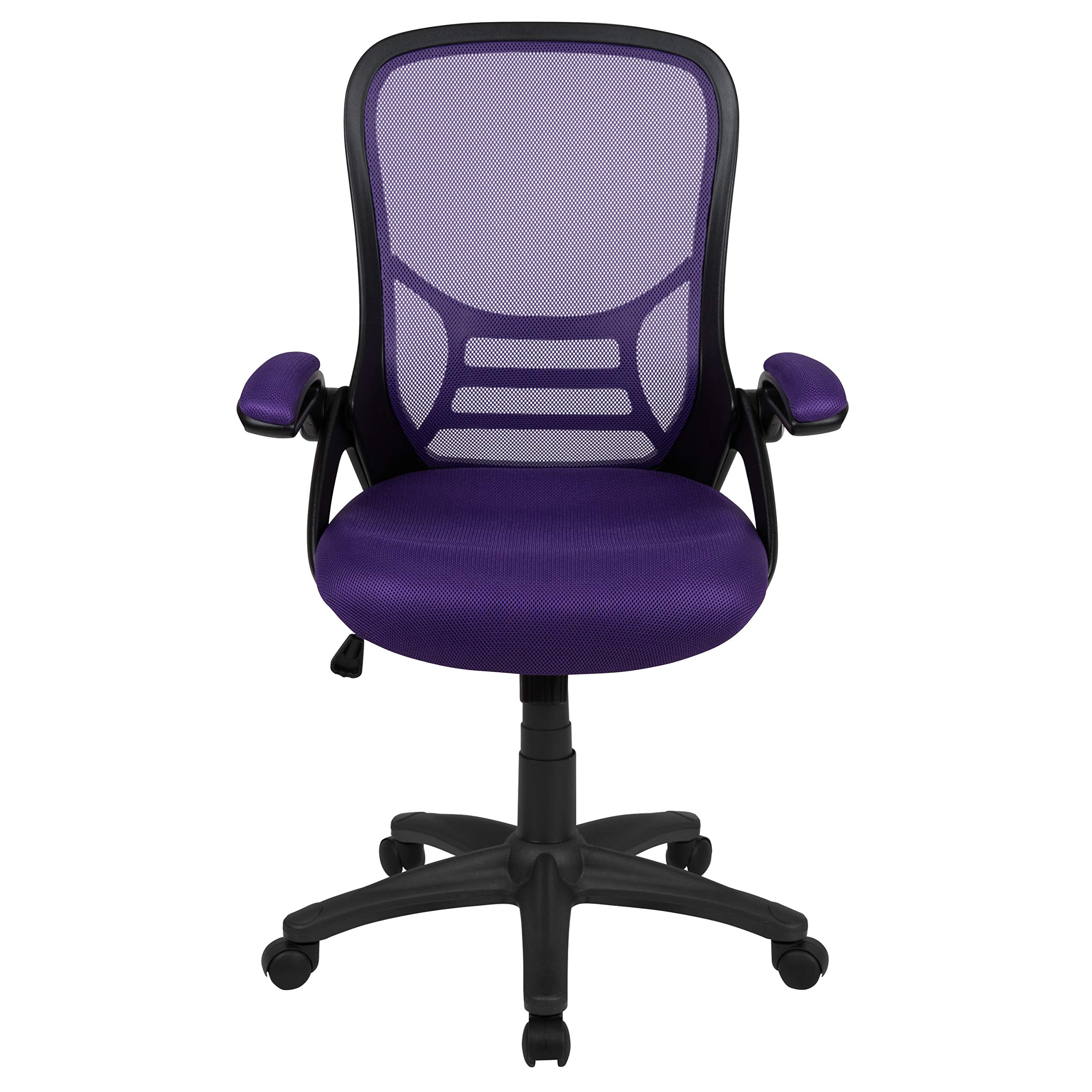 Ergonomic High Back Purple Mesh Office Chair with Black Frame & Flip-Up Arms - Perfect for Home Office, Gaming & Workspace Comfort
