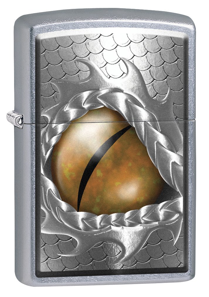 Zippo Open Dragon Eye Street Chrome 77109 Windproof Lighter - Perfect for Outdoor Adventures, Camping & Everyday Carry (EDC)