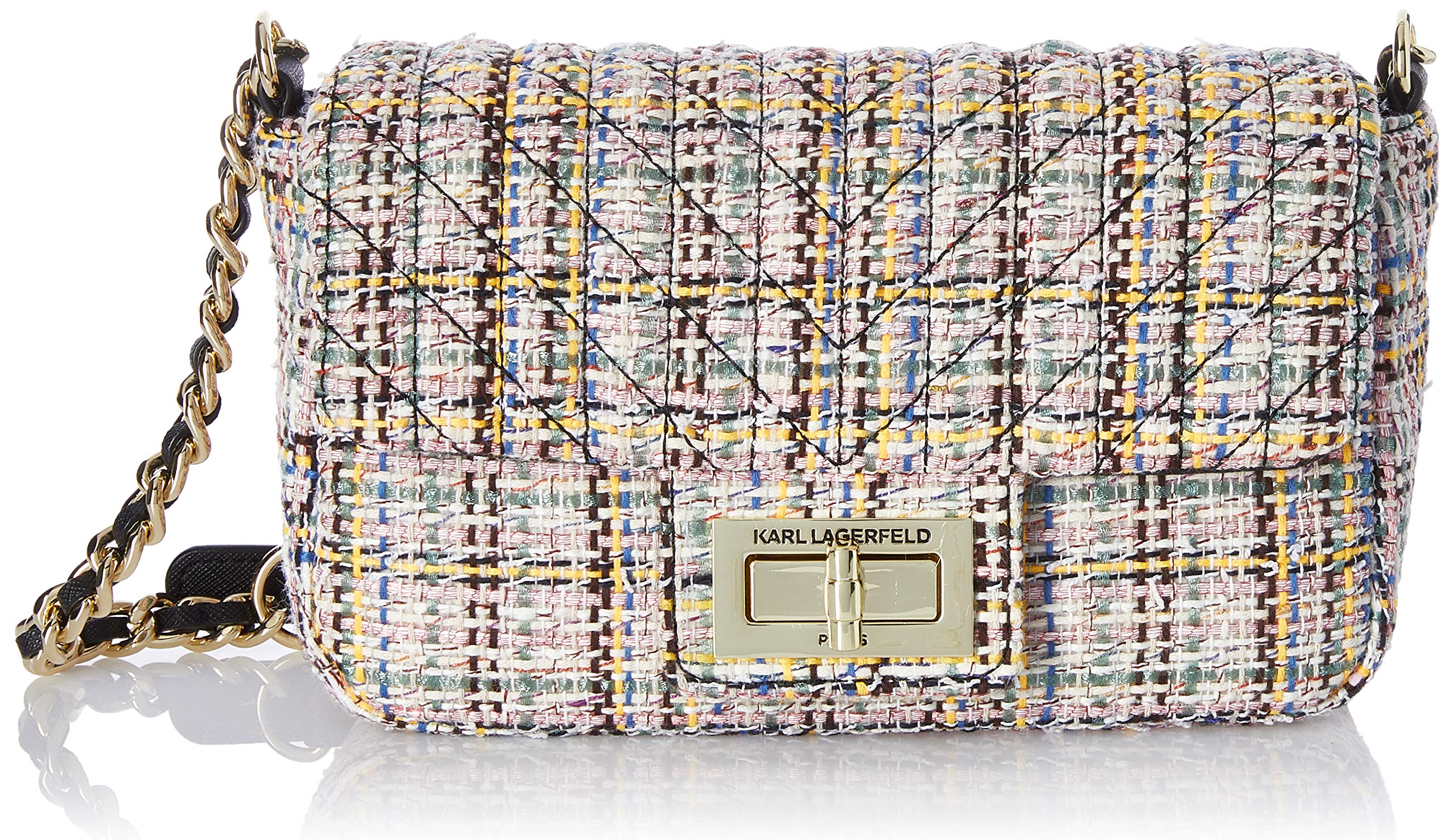 Karl Lagerfeld Paris Agyness Quilted Flap Crossbody Bag for Women - Stylish Designer Shoulder Purse with Chain Strap, Perfect for Date Night, Parties & Everyday Use