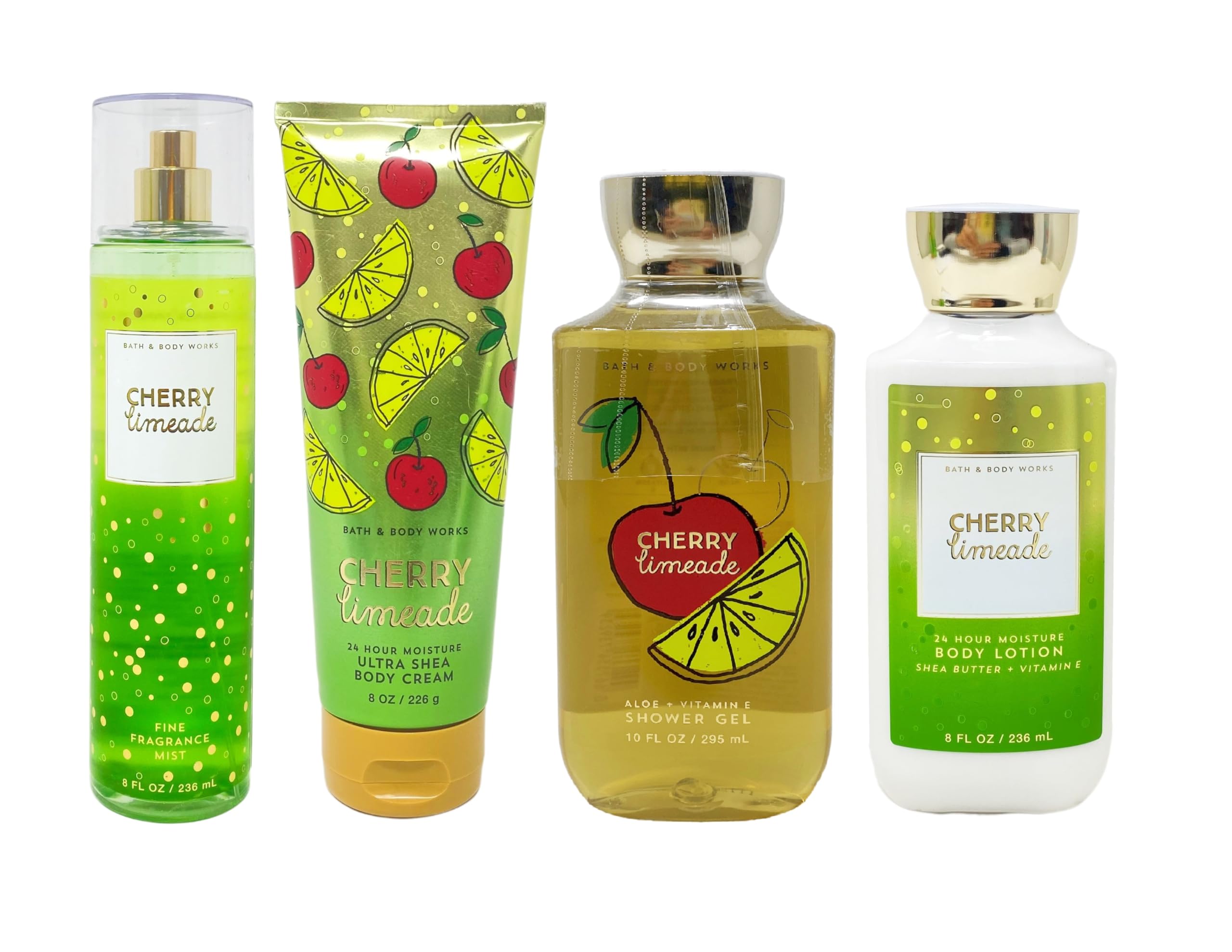 Bath & Body Works Cherry Limeade Gift Set - Fragrance Mist, Body Cream, Shower Gel & Lotion | Fresh Citrus Scent for Women, Perfect for Self-Care & Gifting