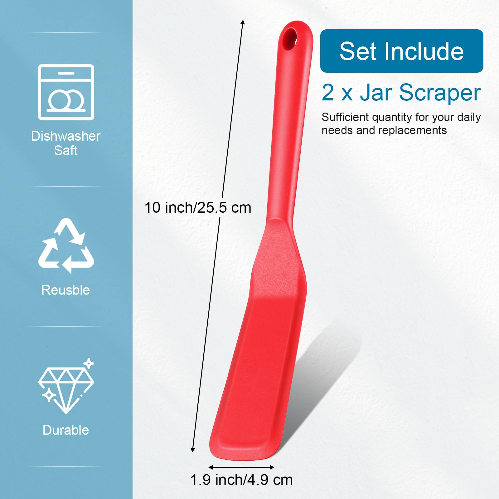 Zopeal 2-Pack Long Heat-Resistant Silicone Spatula Set - Non-Stick Narrow Crepe Flipper for Pancakes, Omelets, Burgers, Pizza & Steak - Perfect for Kitchen, Camping & Outdoor Cooking (Red & Black)