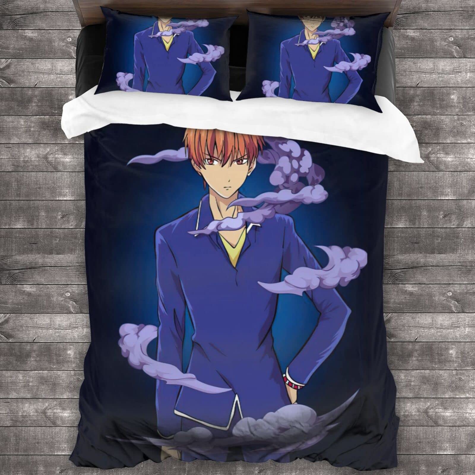 **Anime Fruits Pattern 3D Printed Bedding Set - 3 Piece Duvet Cover with 2 Pillowcases (86