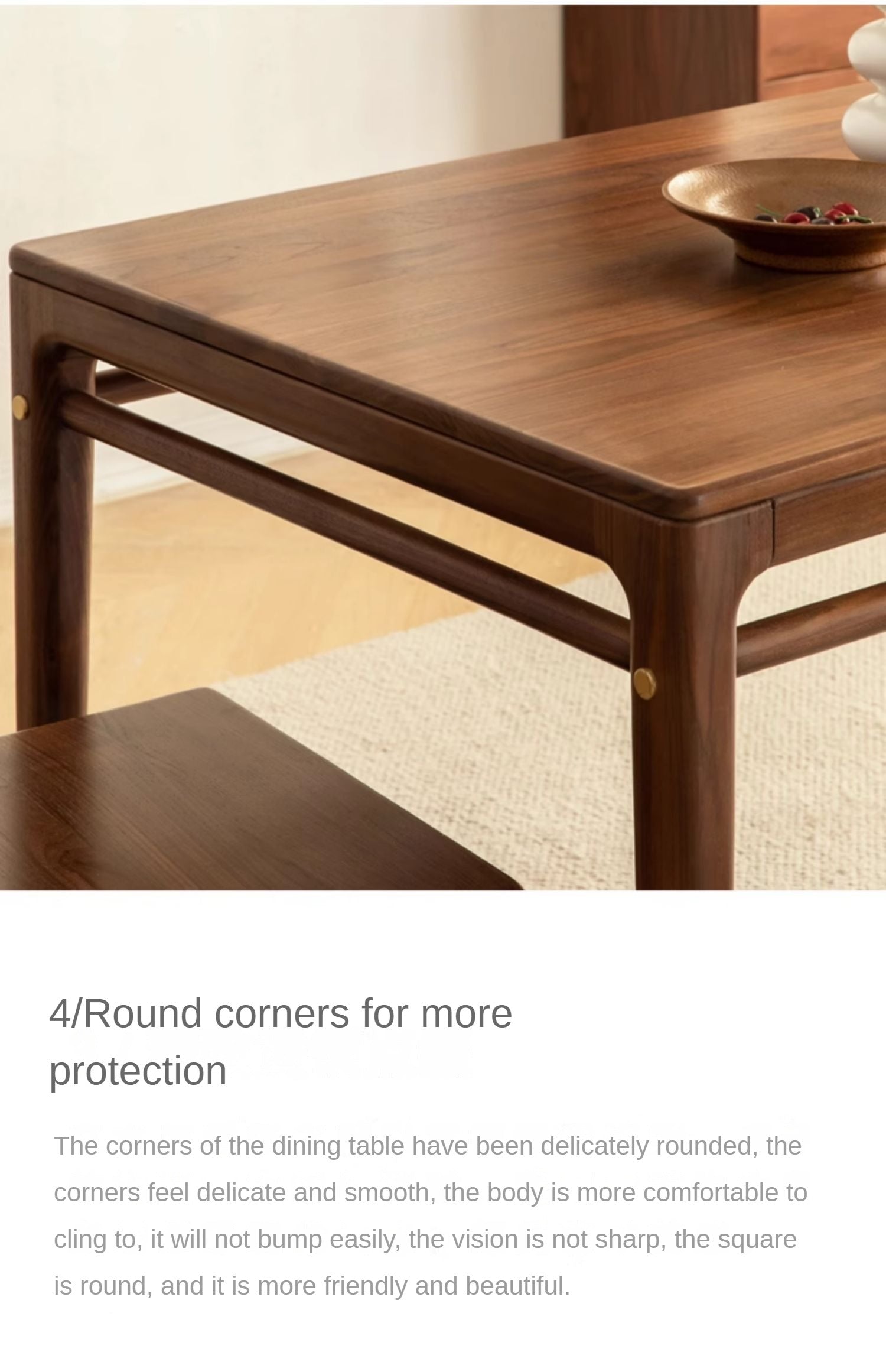 Premium Black Walnut Solid Wood Rectangular Dining Table - 60 Inch Rustic Farmhouse Style for Dining Room, Kitchen, and Home Decor | Durable & Stylish Furniture for Family Gatherings