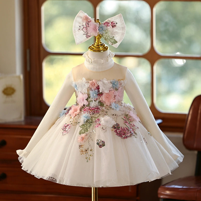 Elegant Girls Flower Birthday Princess Dress - Flower Girl Wedding Dress for Special Occasions, Birthday Parties & Ceremonies